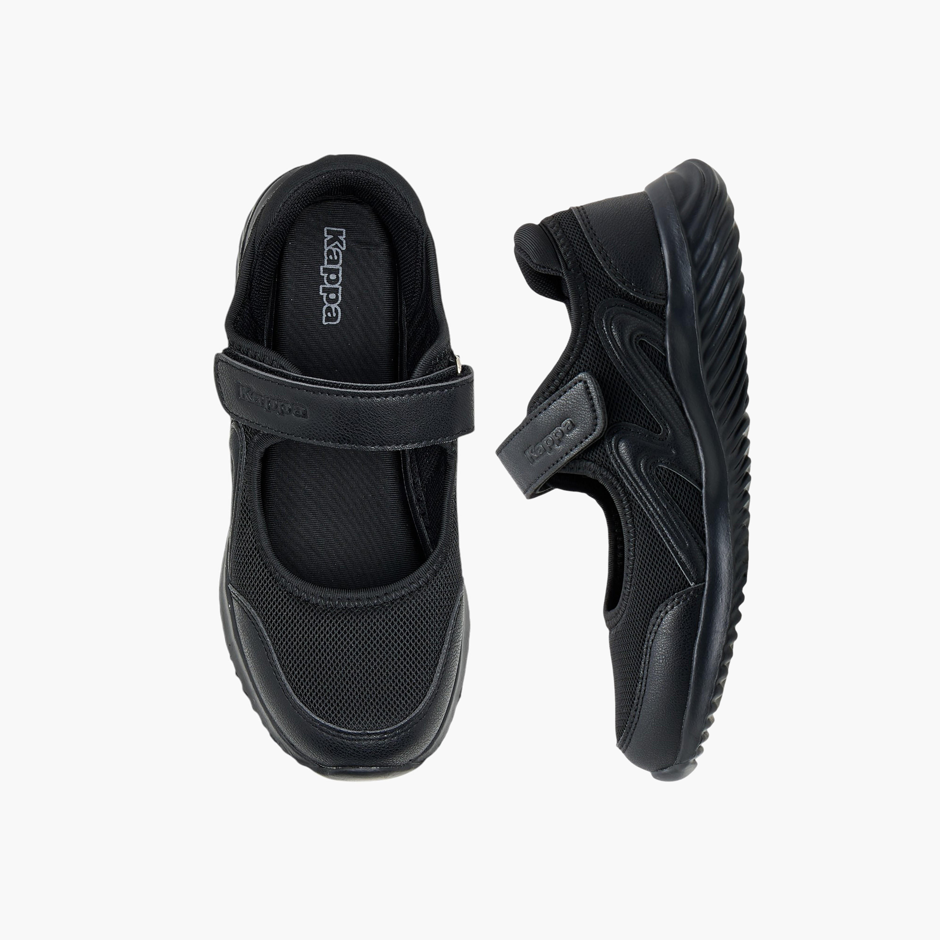 Kappa Girls' Logo Textured Mary Jane School Shoes with Hook and Loop Closure-girls-shoes-maryjanes-image-1