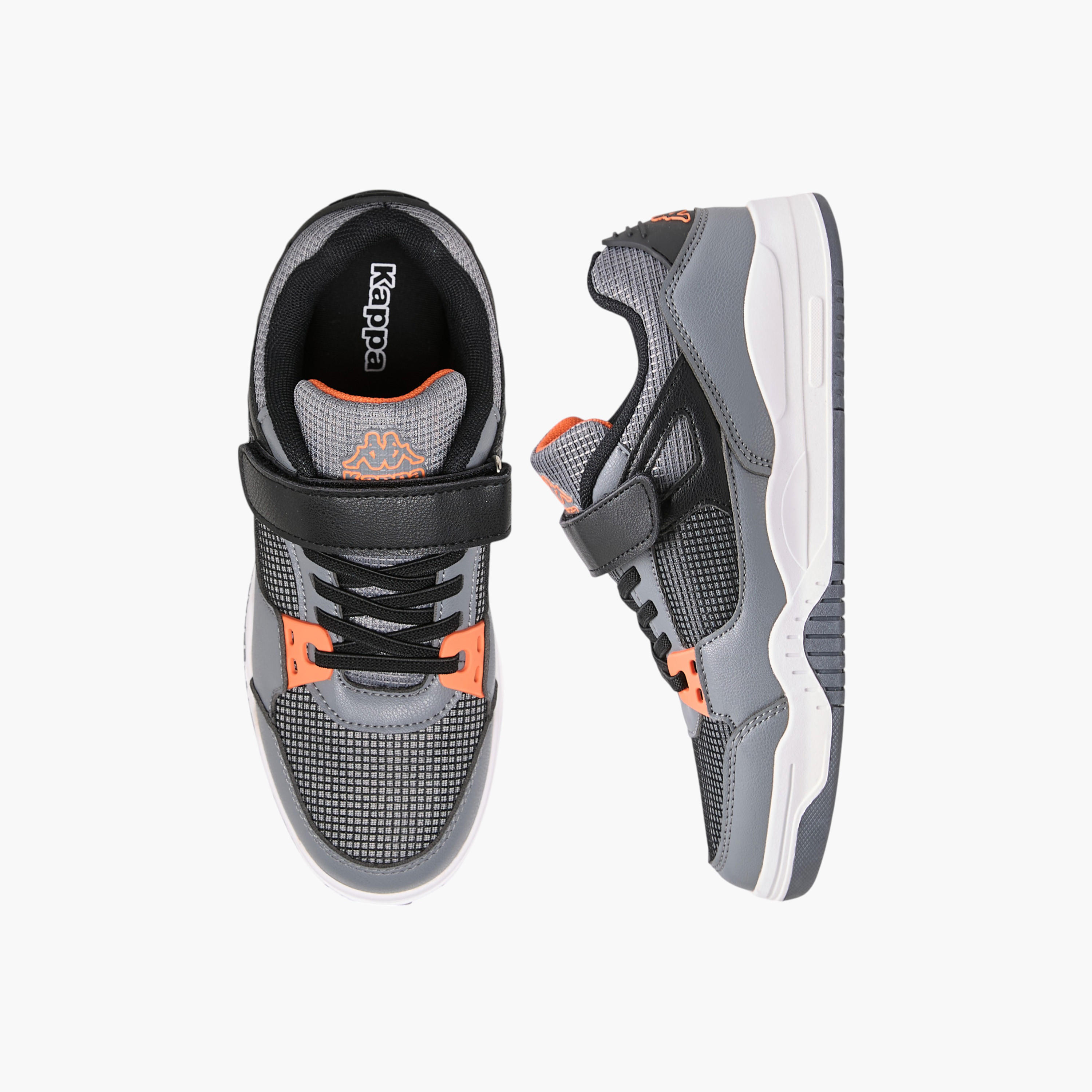 Kappa Kids' Logo Detail Sneakers with Hook and Loop Closure-boys-shoes-schoolshoes-image-1