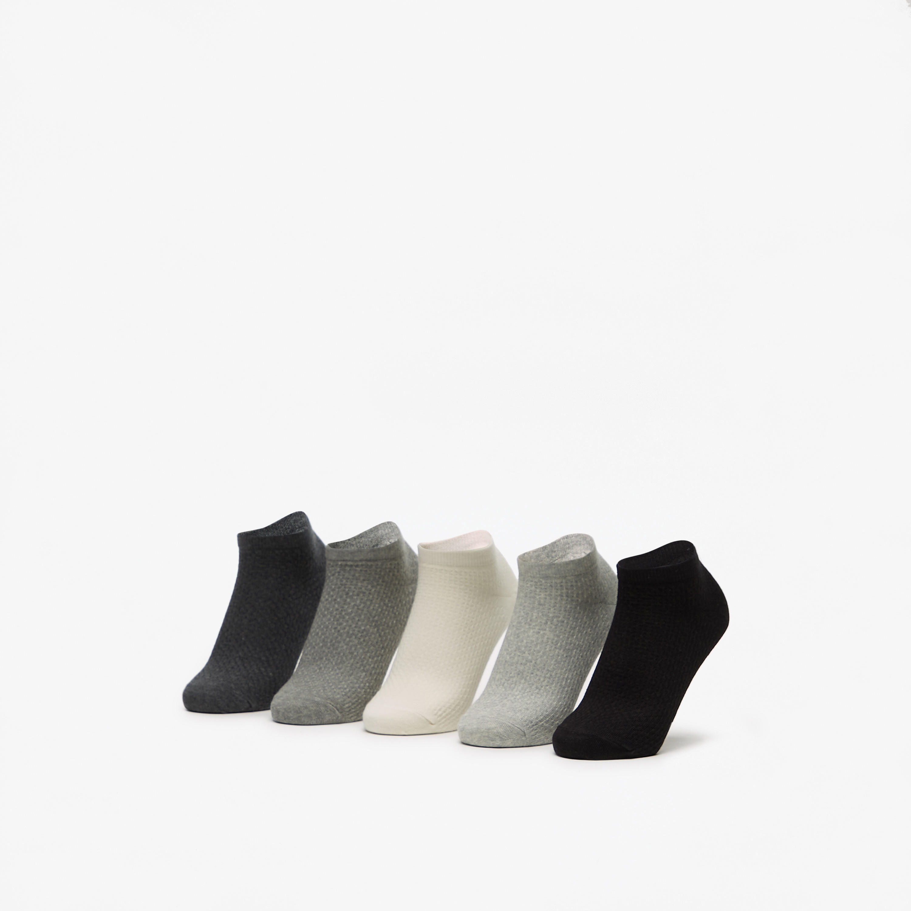 Flora Bella Textured Ankle Length Socks - Set of 5-women-socksandstockings-image-1