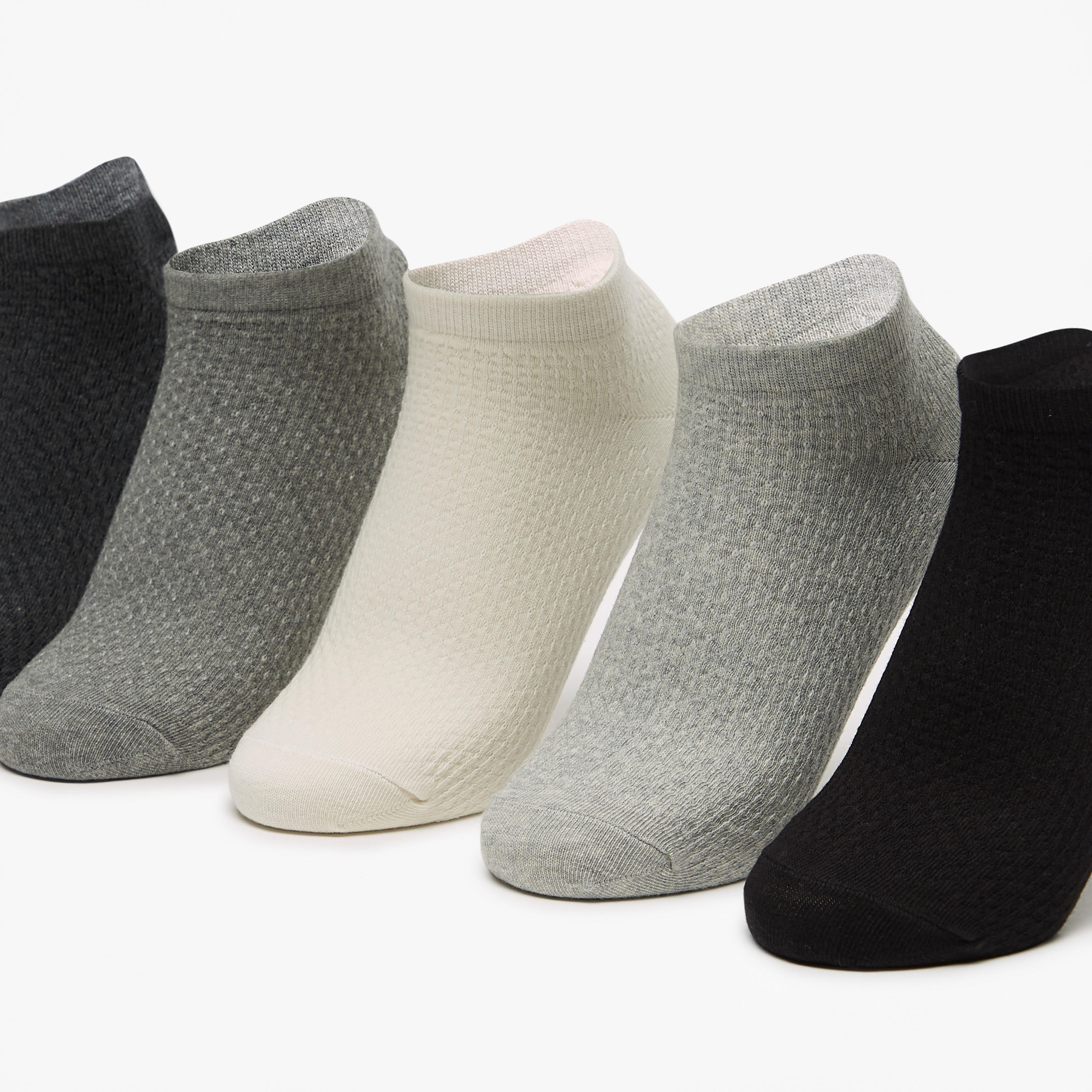 Flora Bella Textured Ankle Length Socks - Set of 5-women-socksandstockings-image-2