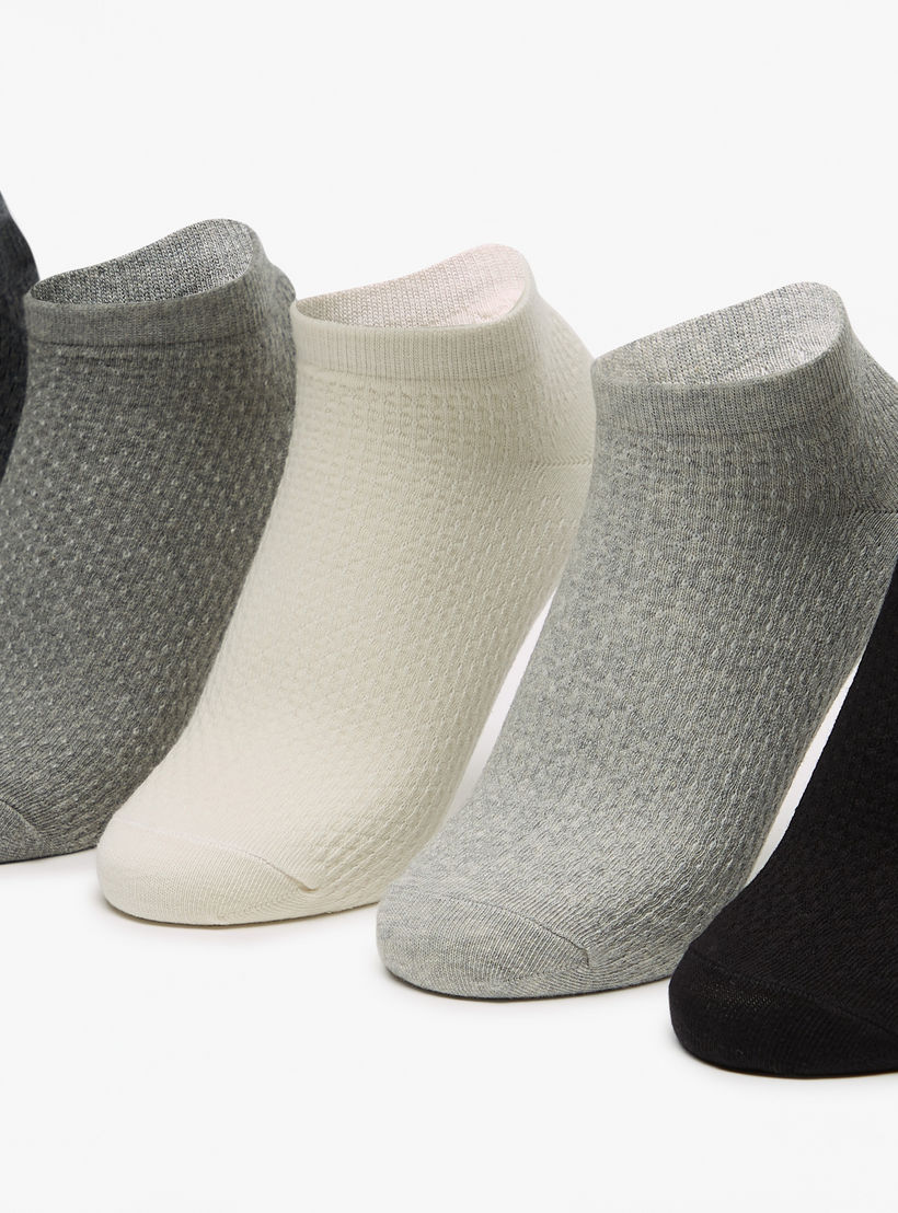 Flora Bella Textured Ankle Length Socks - Set of 5-women-socksandstockings-image-2
