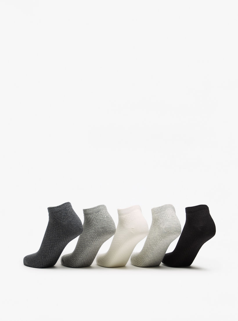 Flora Bella Textured Ankle Length Socks - Set of 5-women-socksandstockings-image-3