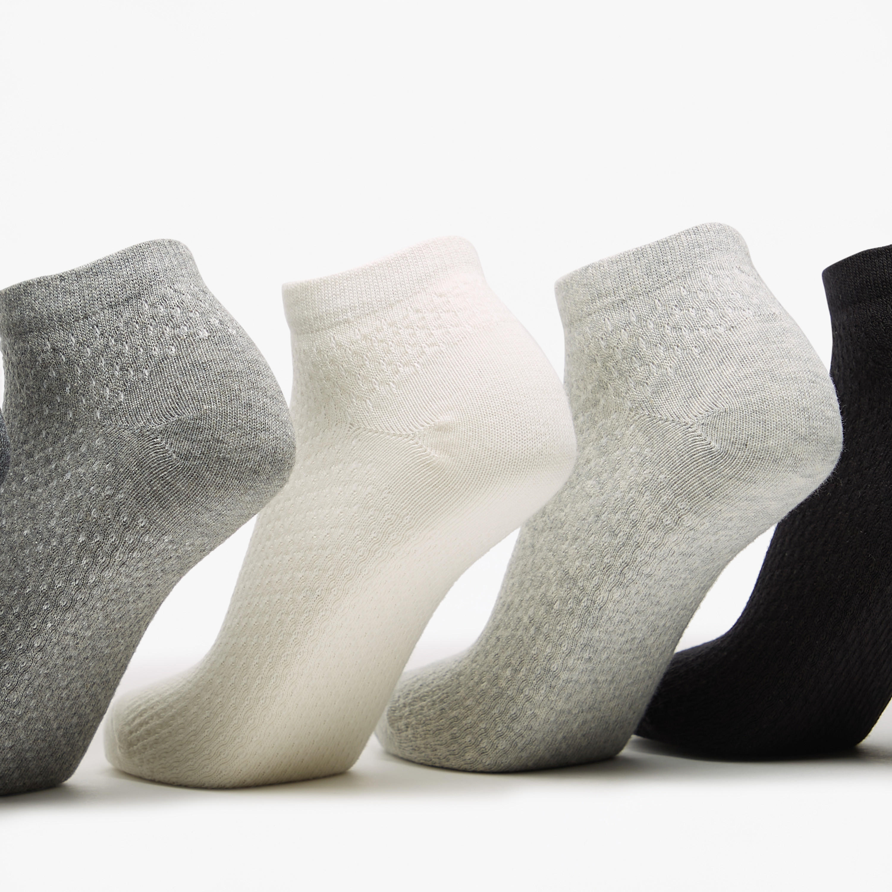 Flora Bella Textured Ankle Length Socks - Set of 5-women-socksandstockings-image-4