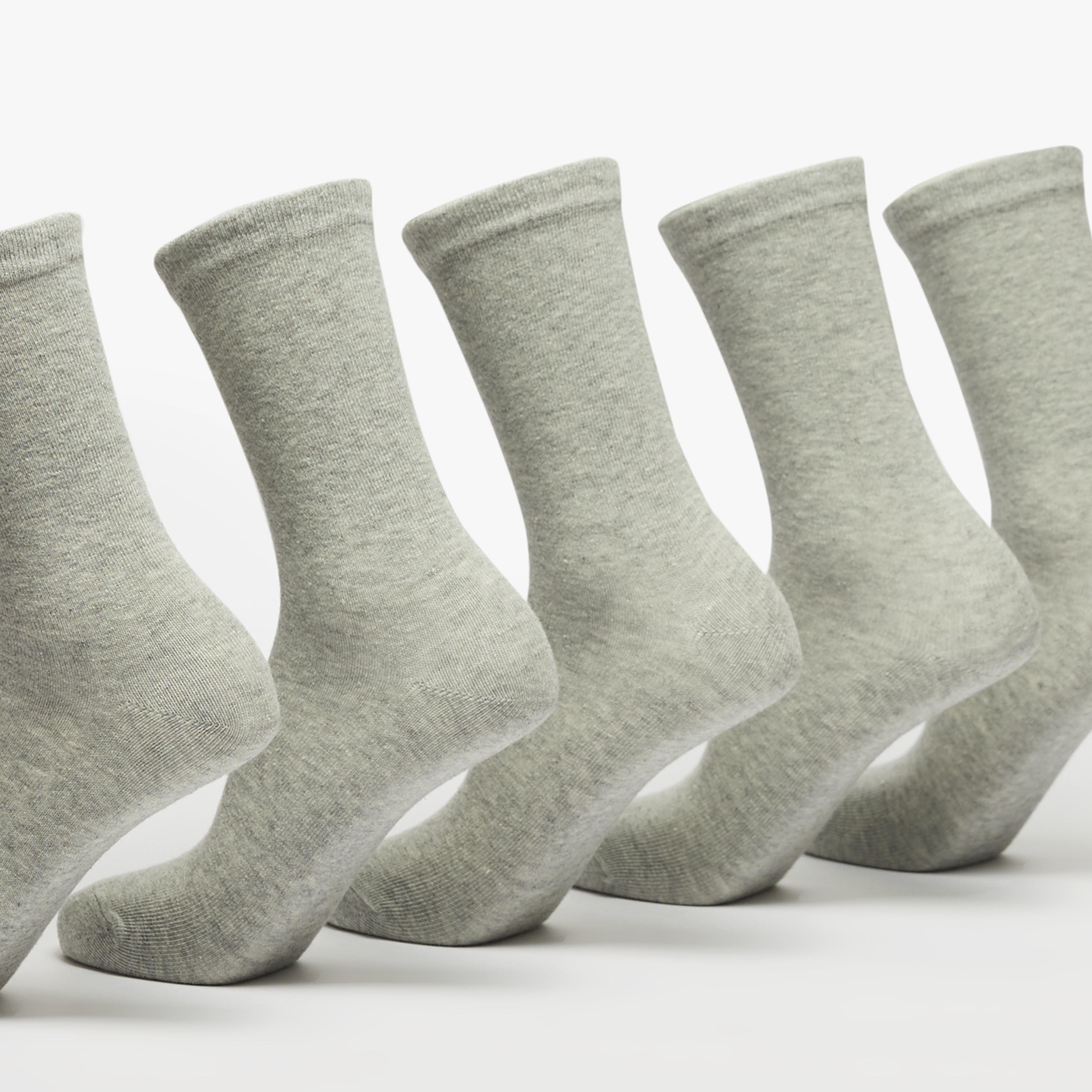 Juniors Solid Crew Length Socks - Set of 5-girls-accessories-socks-image-2