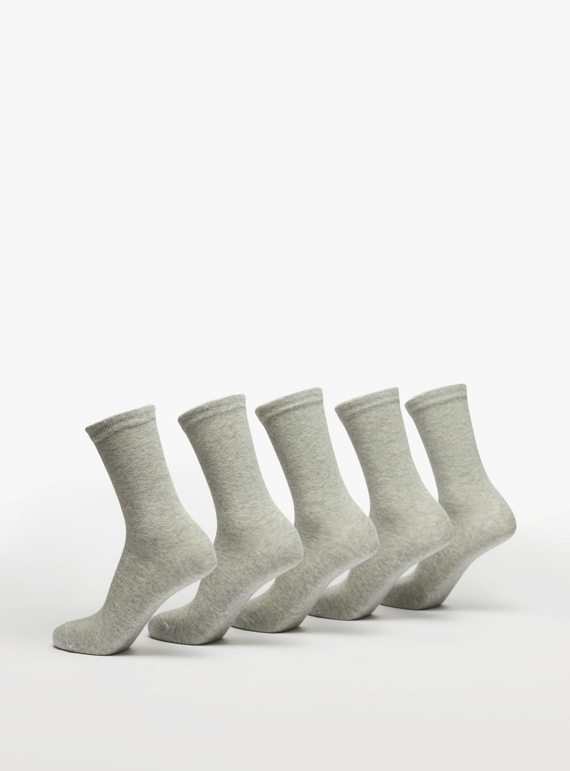 Juniors Solid Crew Length Socks - Set of 5-girls-accessories-socks-image-3