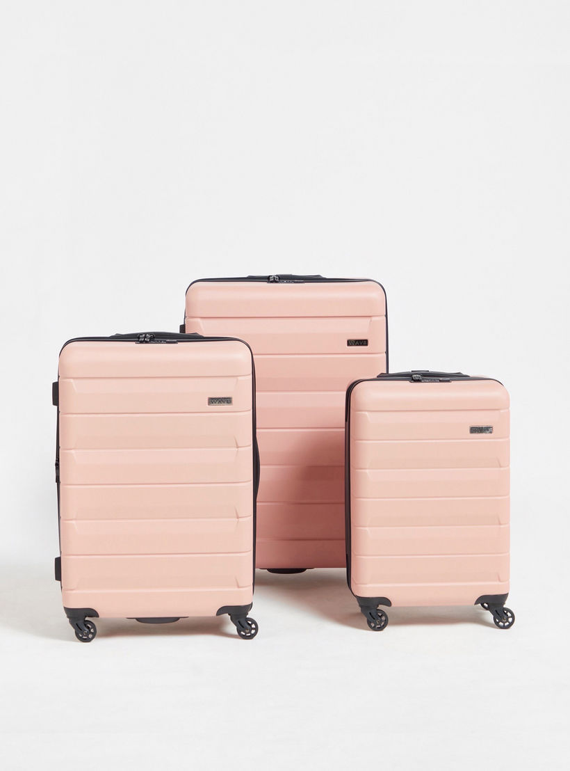 WAVE Textured Hardcase Luggage Trolley Bag with Retractable Handle - Set of 3-travel-luggagesandbags-luggage-image-1