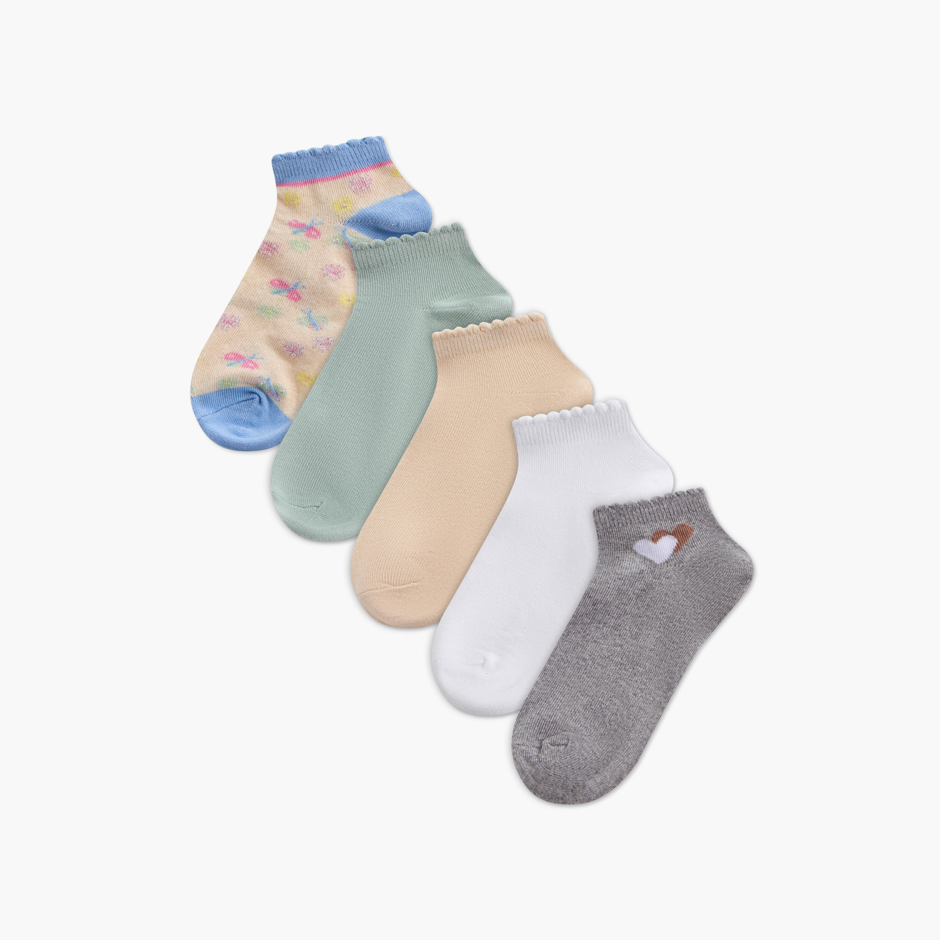 Flora Bella Assorted Ankle Length Socks - Set of 5-girls-accessories-socks-image-1