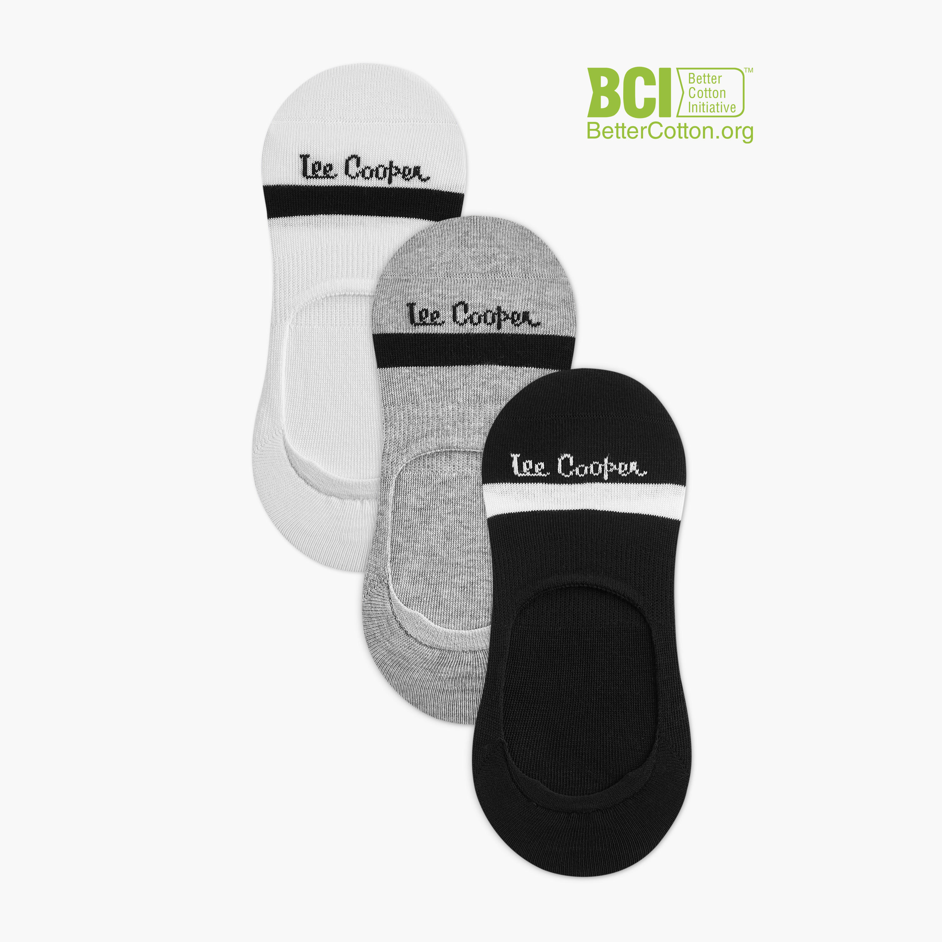 Lee Cooper Logo Print Non-Terry No Show Socks - Set of 3-men-socks-image-1