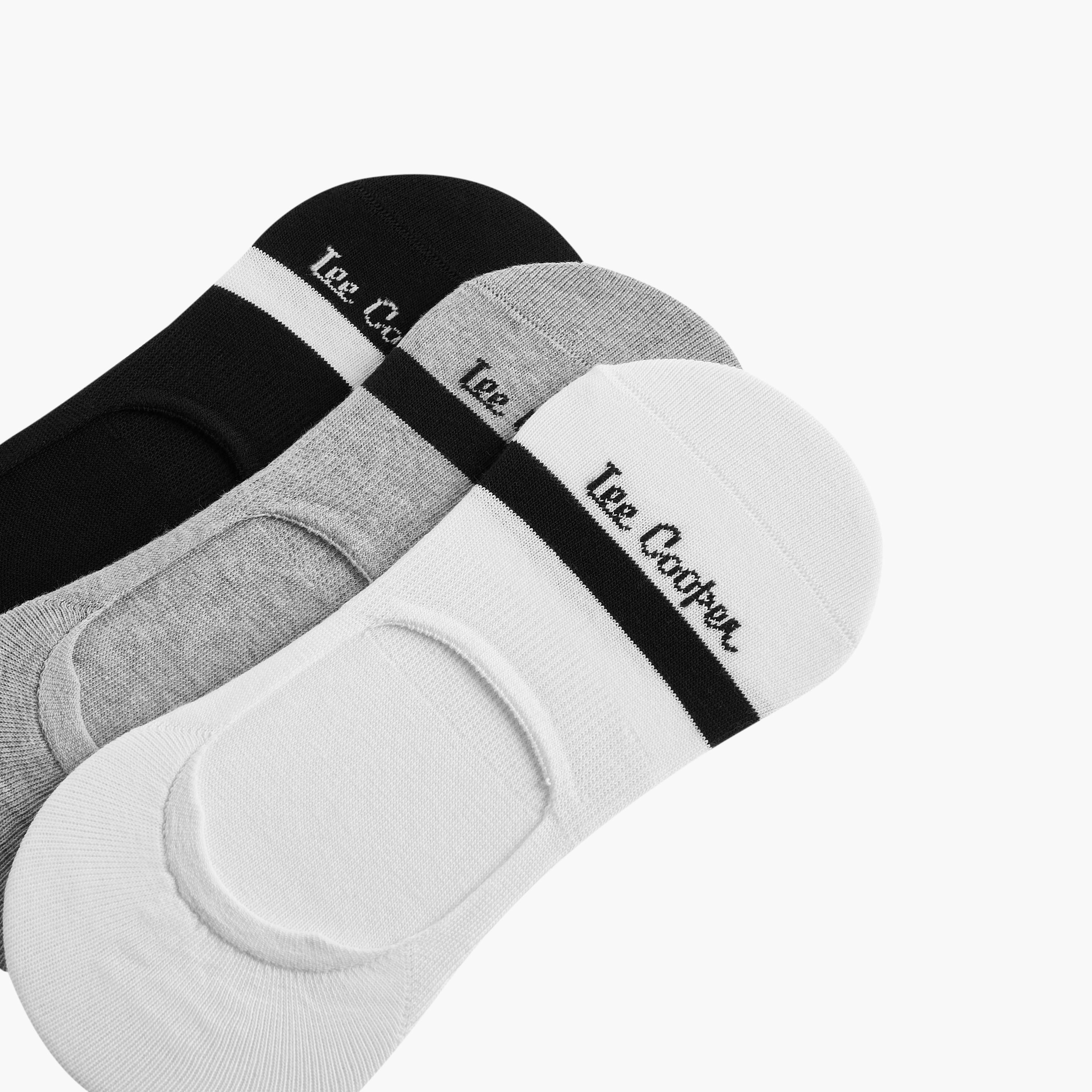Lee Cooper Logo Print Non-Terry No Show Socks - Set of 3-men-socks-image-3