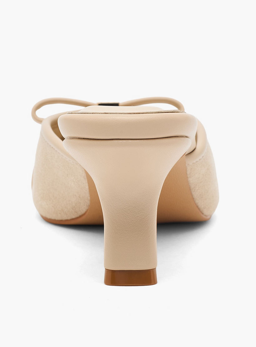 Elle Women Bow Accent Pointed Toe Kitten Heel Mules-women-shoes-heels-image-5