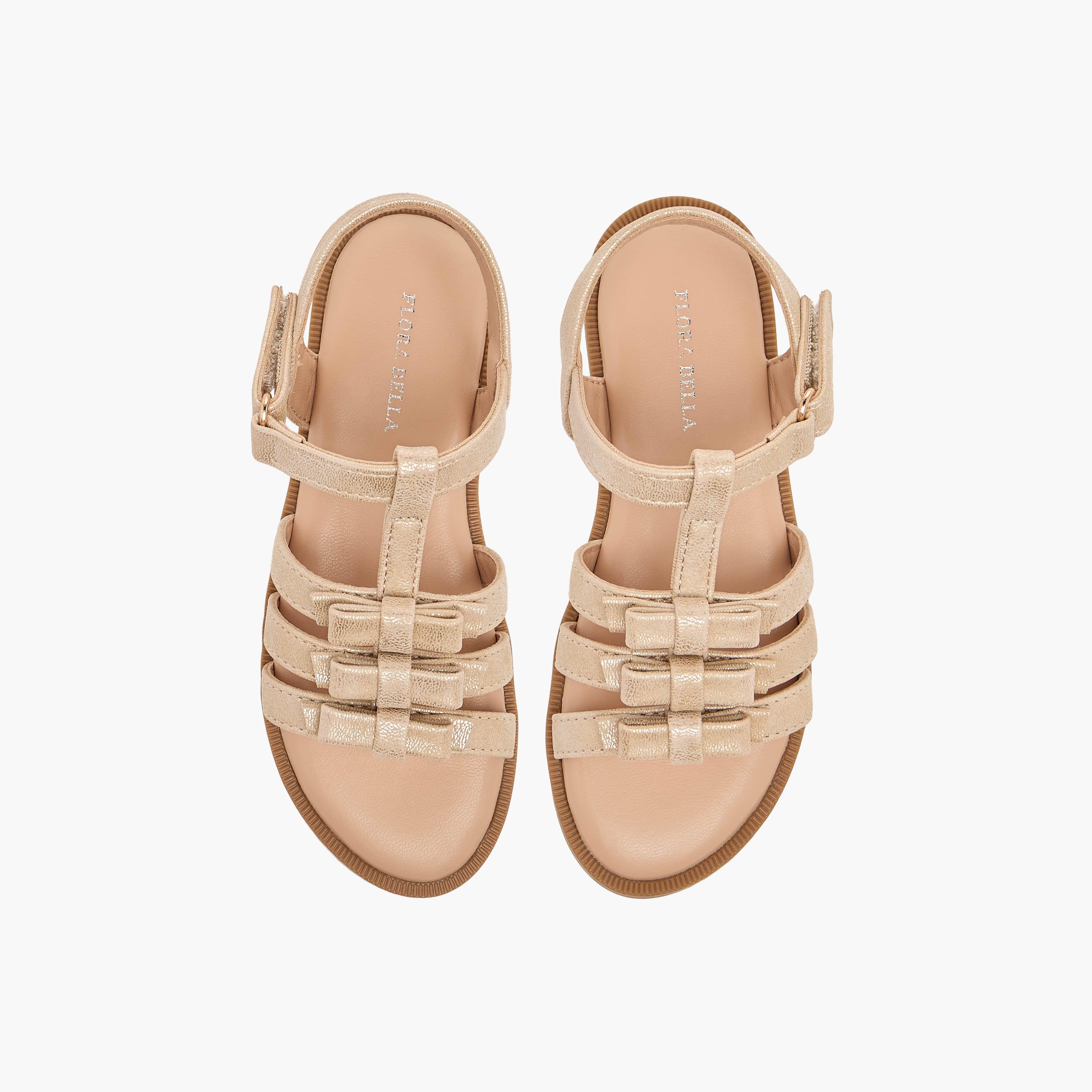 صندل بناتي مزين بفيونكة أنيقة وشريط إغلاق لاصق من فلورا بيلا-girls-shoes-sandals-image-1