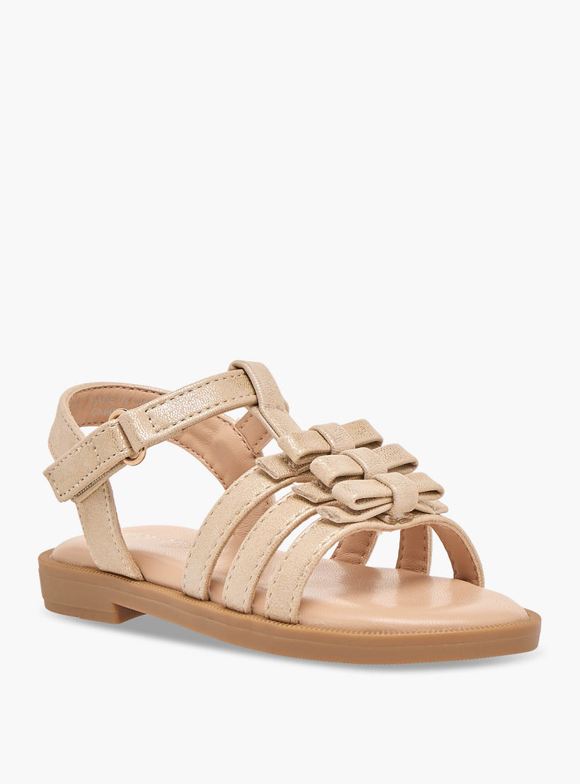 صندل بناتي مزين بفيونكة أنيقة وشريط إغلاق لاصق من فلورا بيلا-girls-shoes-sandals-image-2