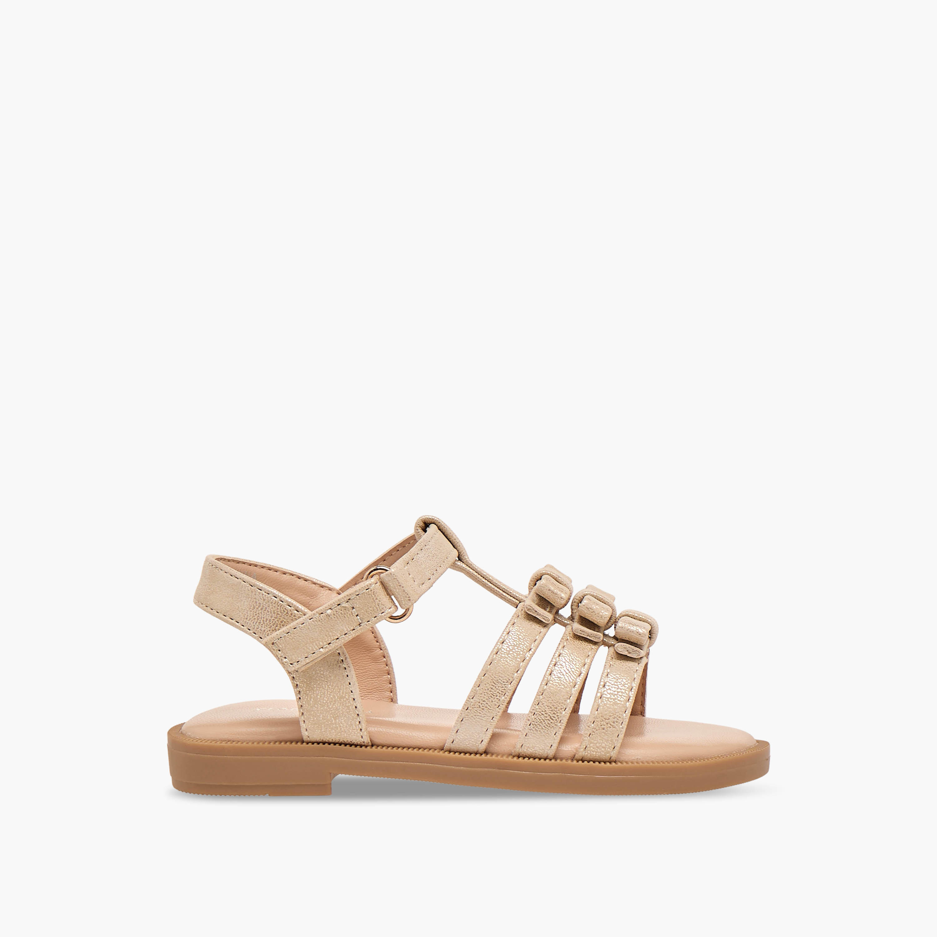 صندل بناتي مزين بفيونكة أنيقة وشريط إغلاق لاصق من فلورا بيلا-girls-shoes-sandals-image-3