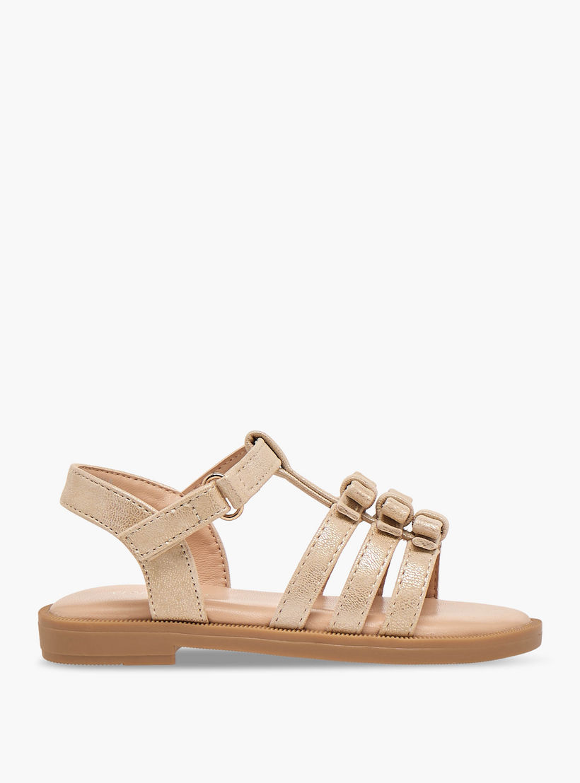 صندل بناتي مزين بفيونكة أنيقة وشريط إغلاق لاصق من فلورا بيلا-girls-shoes-sandals-image-3