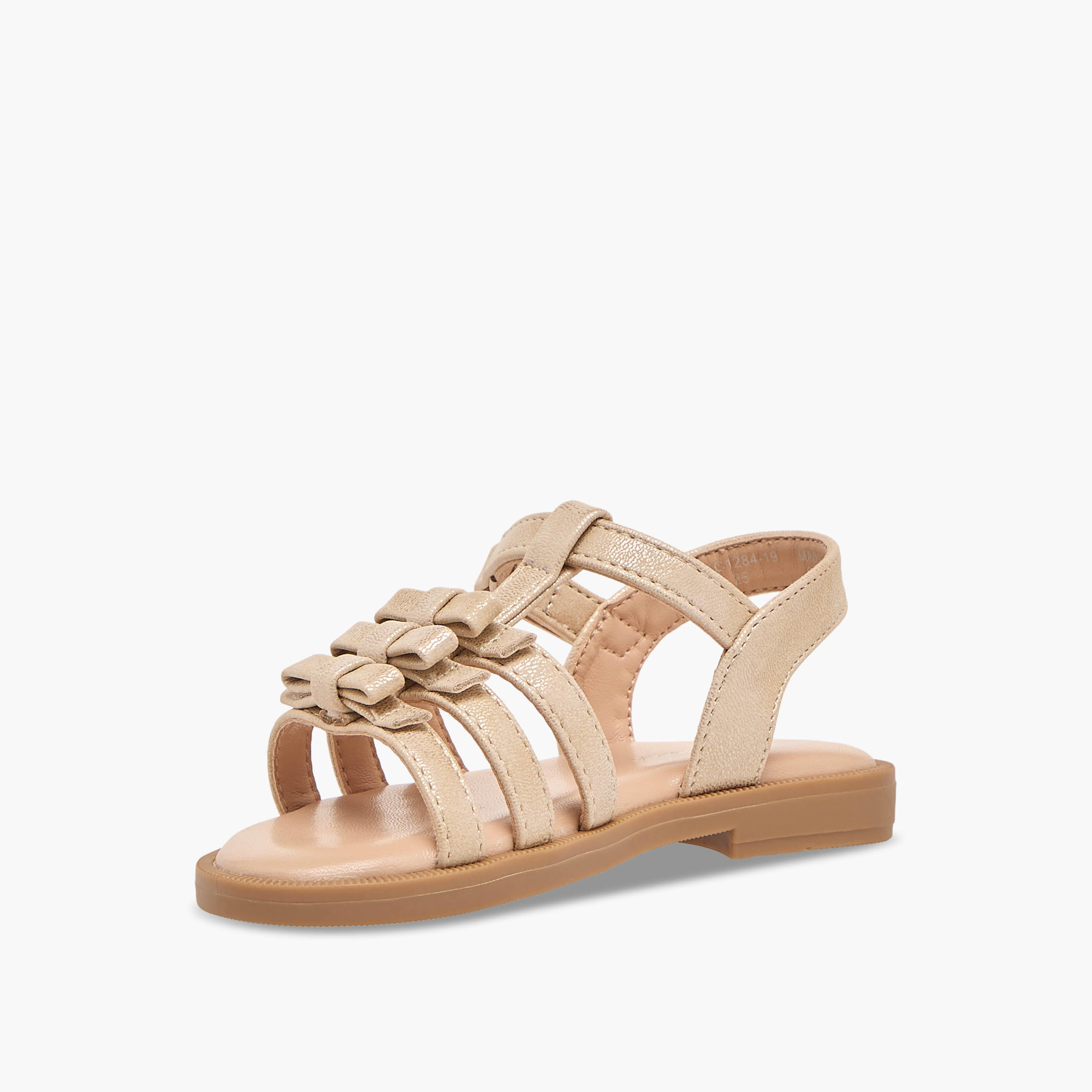 صندل بناتي مزين بفيونكة أنيقة وشريط إغلاق لاصق من فلورا بيلا-girls-shoes-sandals-image-4