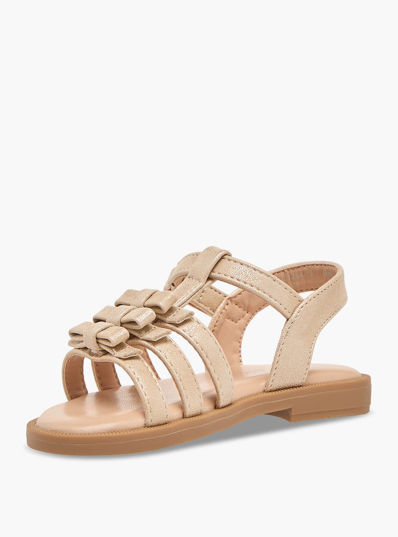صندل بناتي مزين بفيونكة أنيقة وشريط إغلاق لاصق من فلورا بيلا-girls-shoes-sandals-image-4