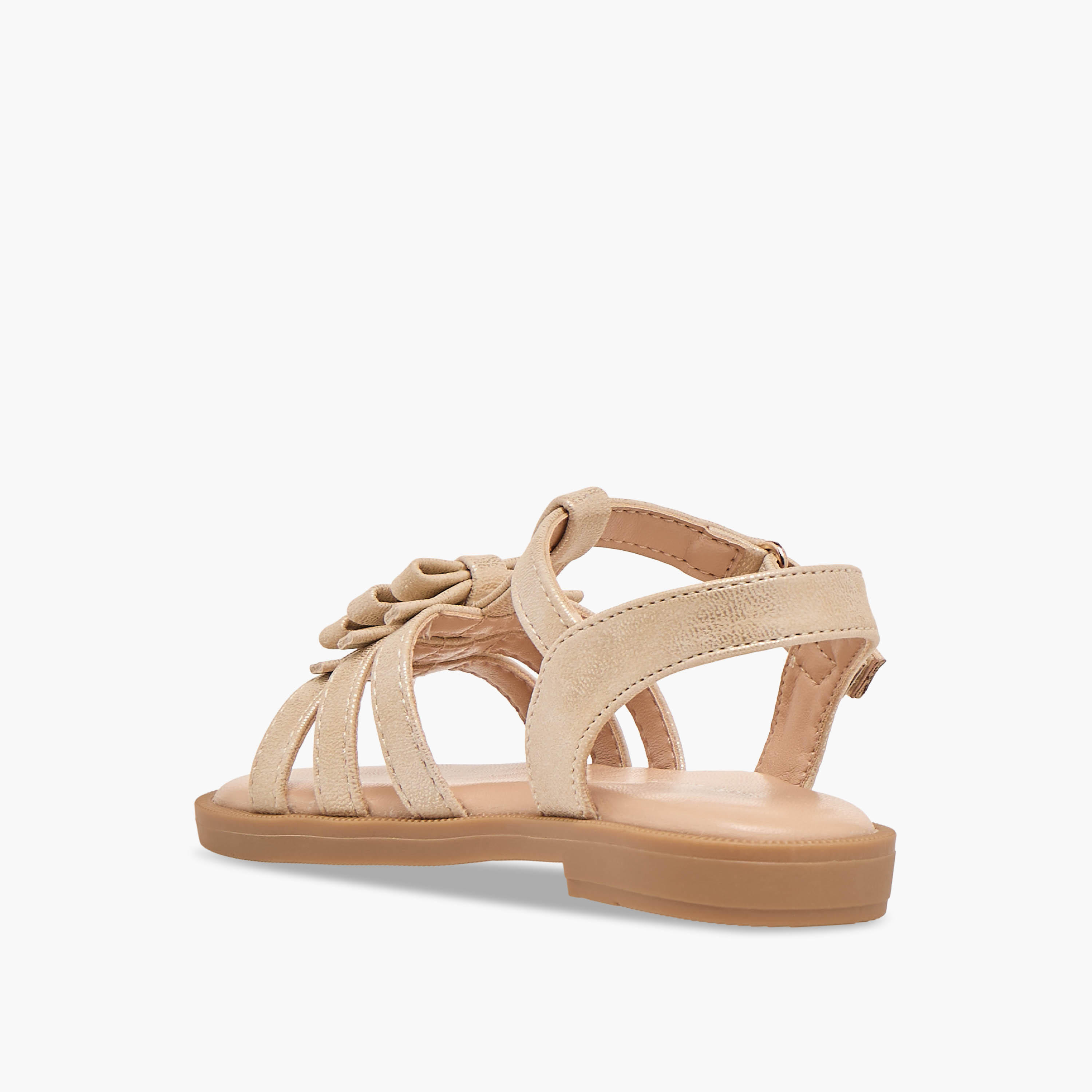 صندل بناتي مزين بفيونكة أنيقة وشريط إغلاق لاصق من فلورا بيلا-girls-shoes-sandals-image-5