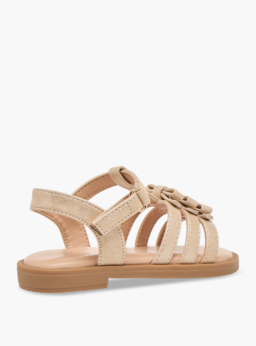 صندل بناتي مزين بفيونكة أنيقة وشريط إغلاق لاصق من فلورا بيلا-girls-shoes-sandals-image-6