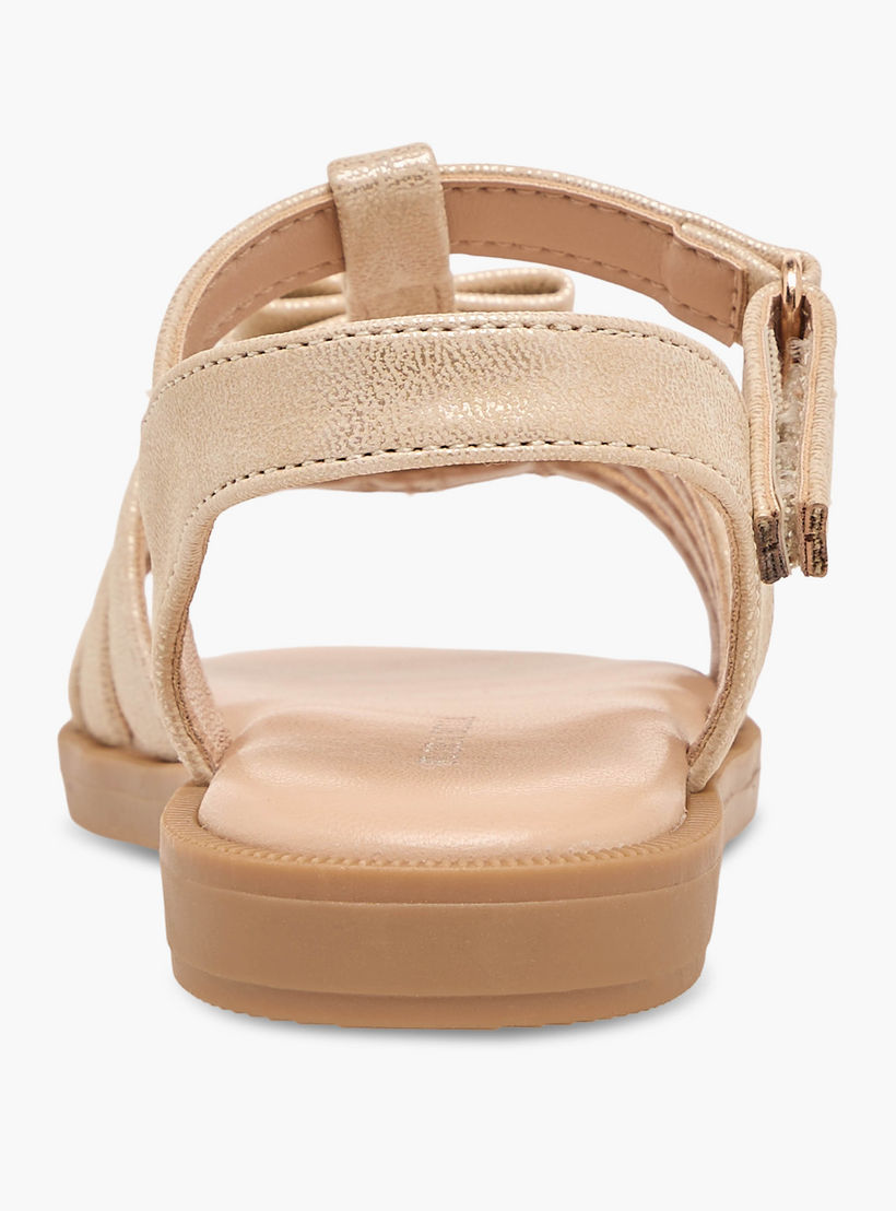 صندل بناتي مزين بفيونكة أنيقة وشريط إغلاق لاصق من فلورا بيلا-girls-shoes-sandals-image-8