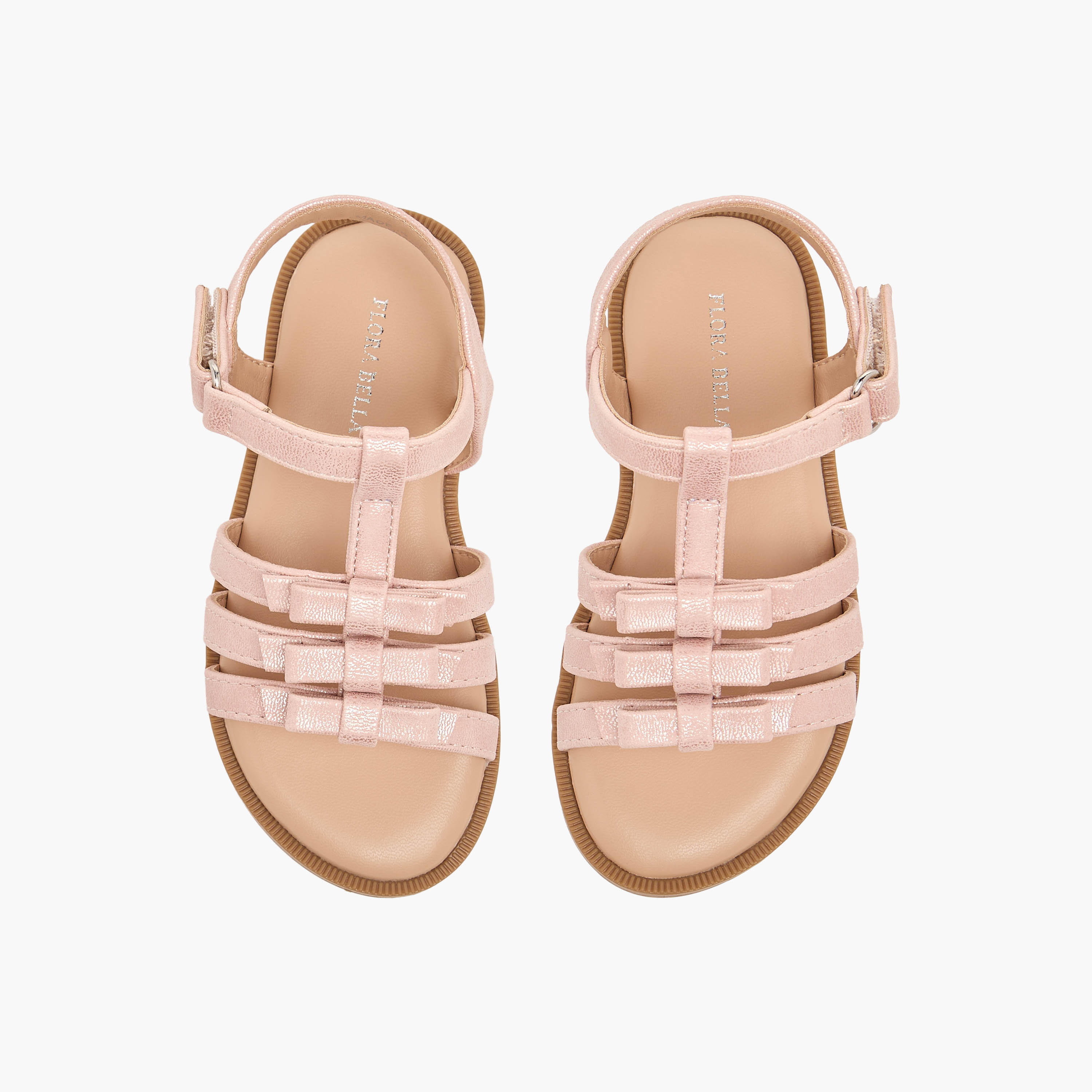 صندل بناتي مزين بفيونكة أنيقة وشريط إغلاق لاصق من فلورا بيلا-girls-shoes-sandals-image-1