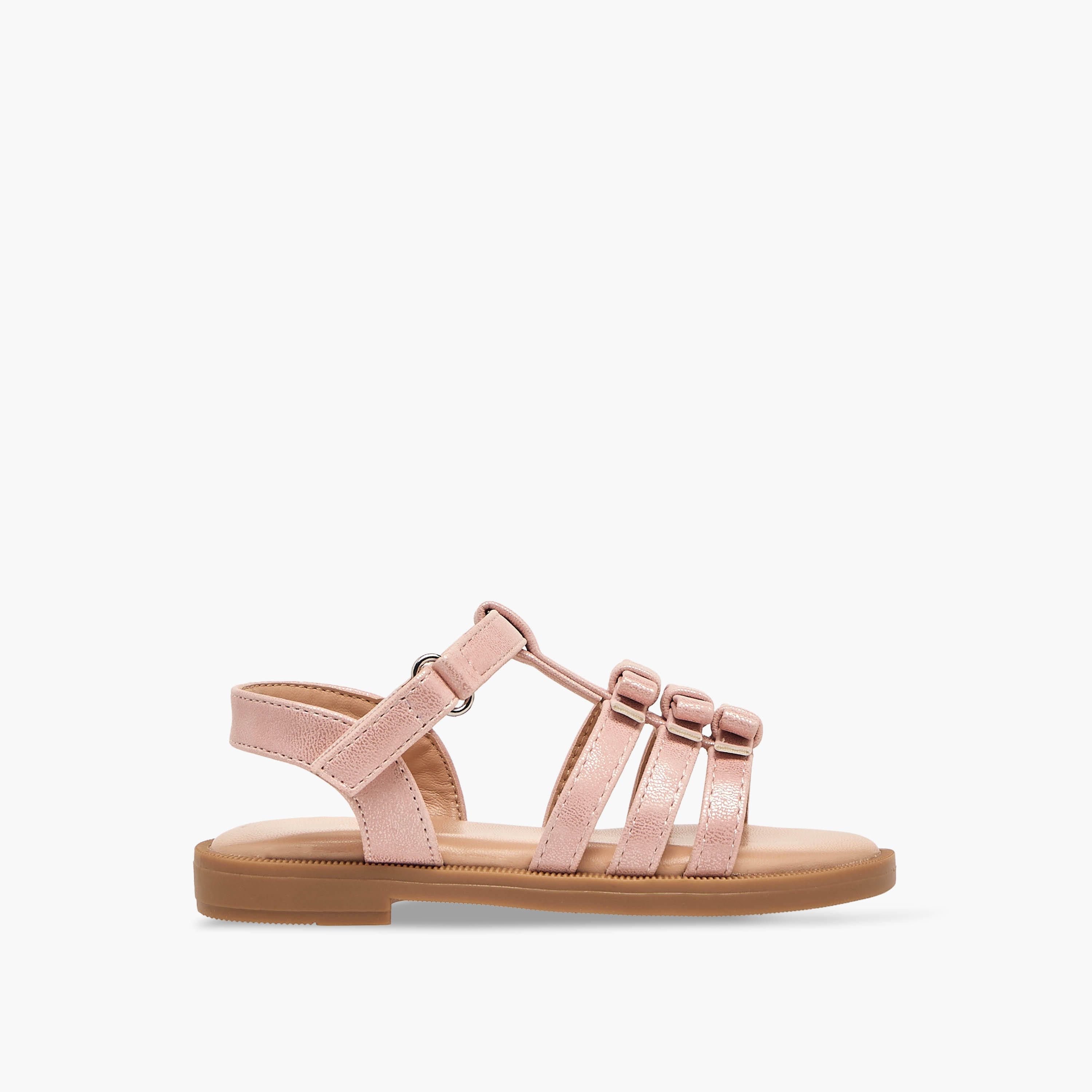 صندل بناتي مزين بفيونكة أنيقة وشريط إغلاق لاصق من فلورا بيلا-girls-shoes-sandals-image-3