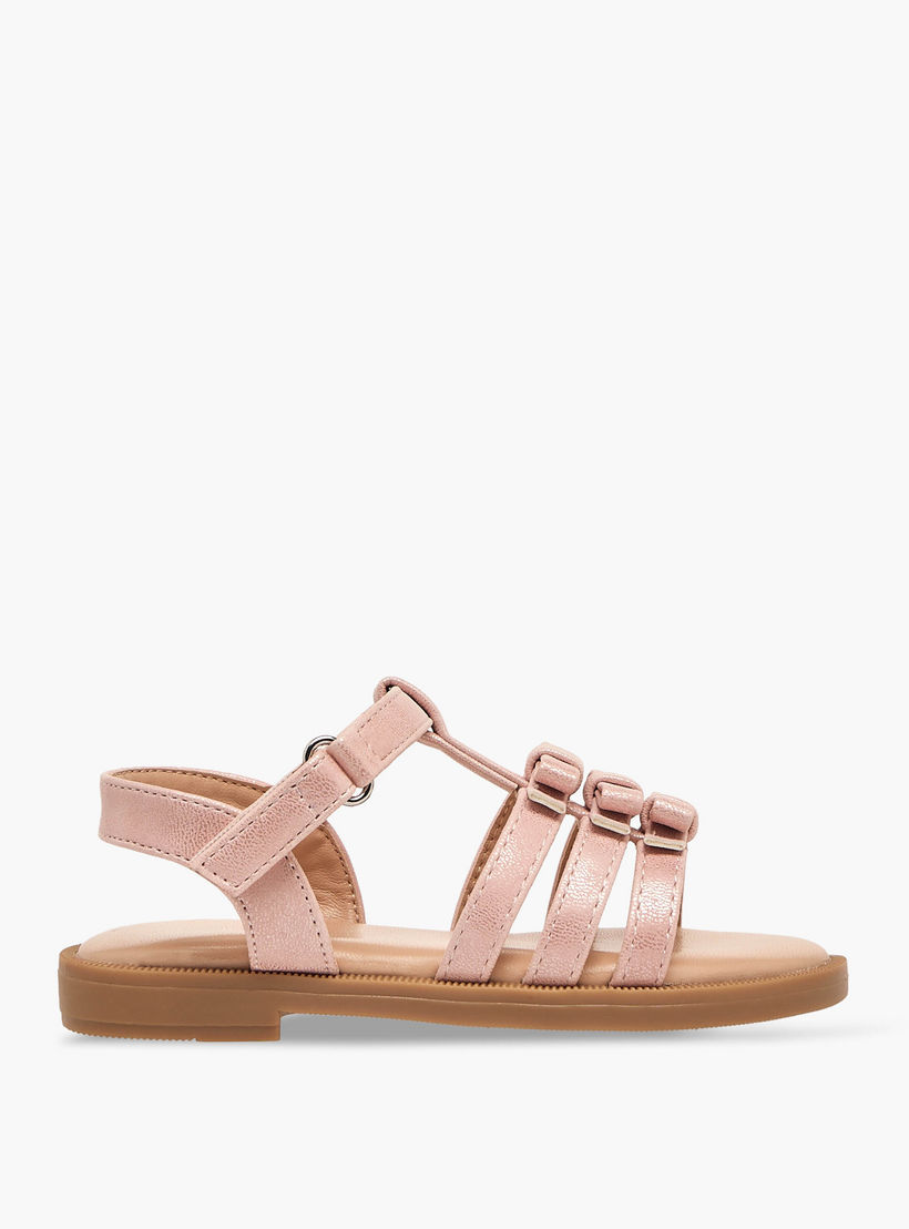 صندل بناتي مزين بفيونكة أنيقة وشريط إغلاق لاصق من فلورا بيلا-girls-shoes-sandals-image-3