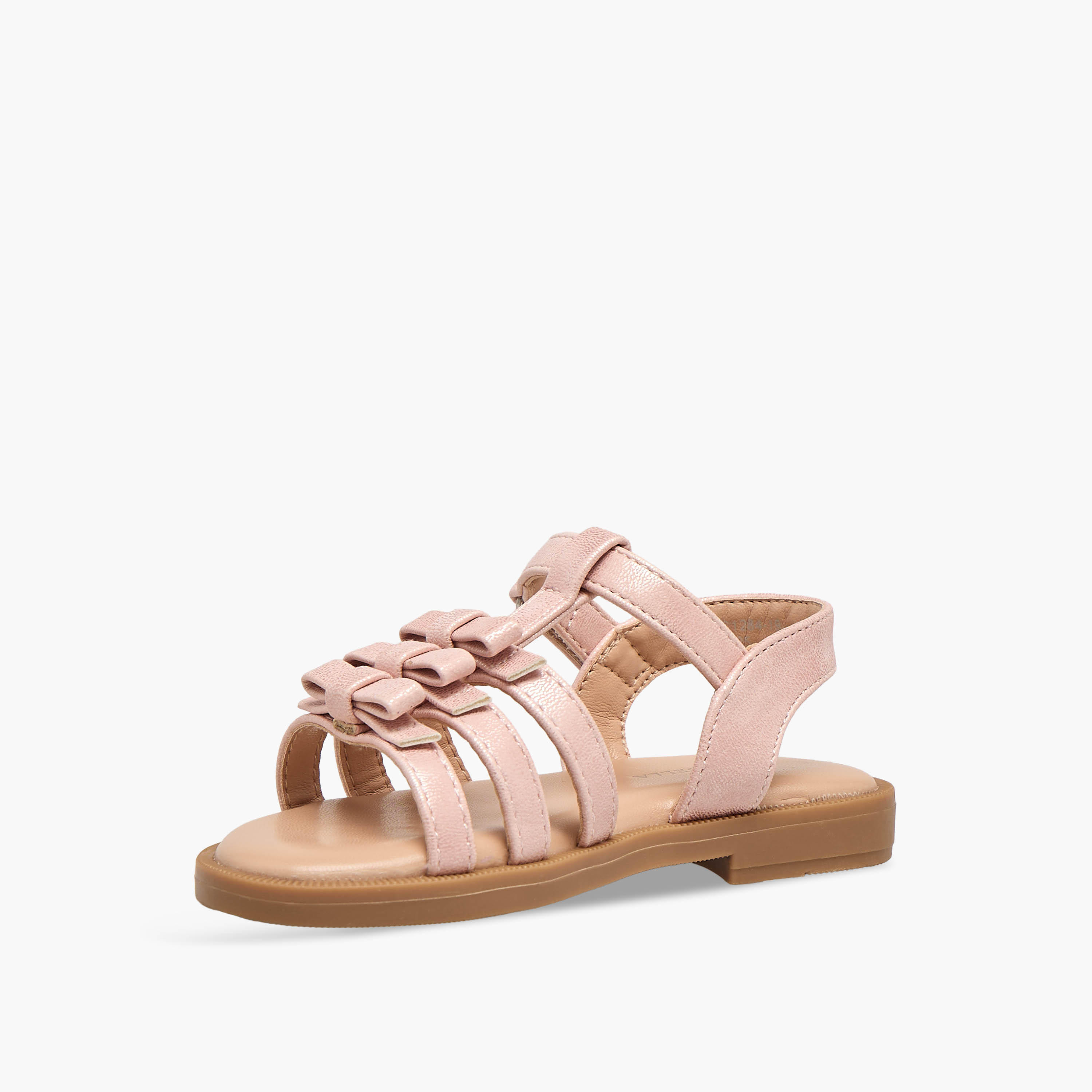 صندل بناتي مزين بفيونكة أنيقة وشريط إغلاق لاصق من فلورا بيلا-girls-shoes-sandals-image-4