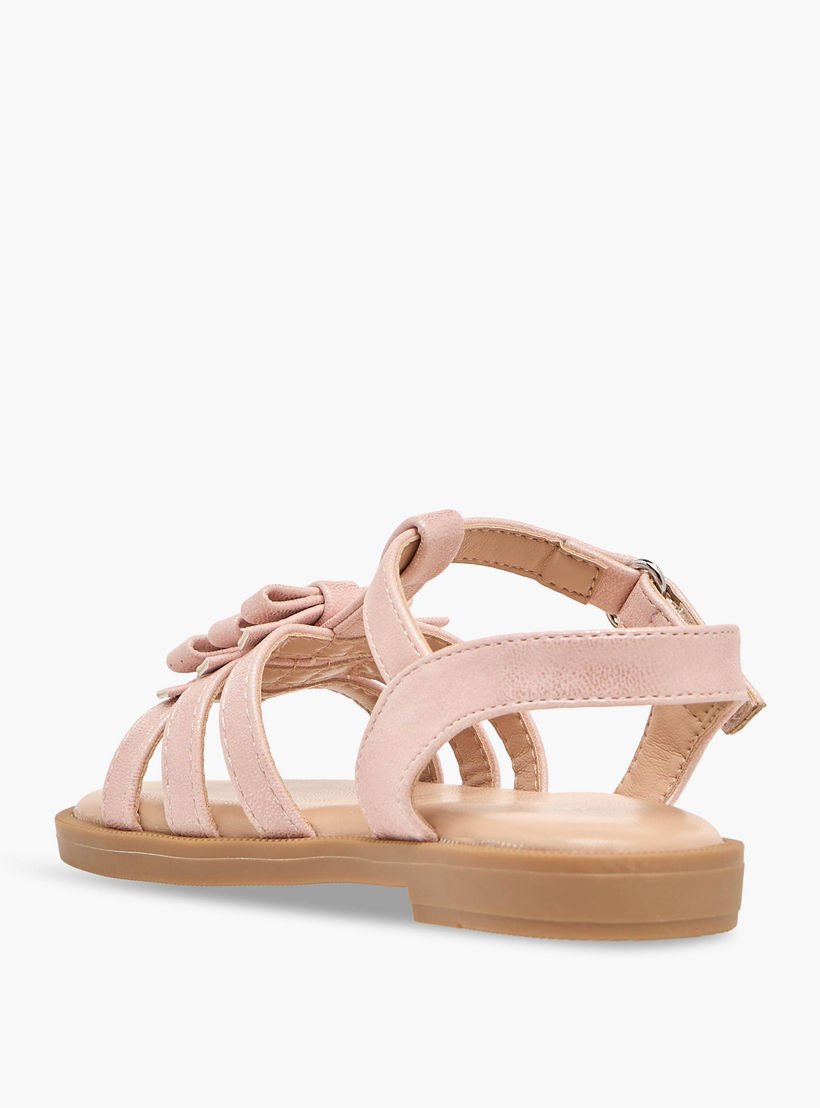 صندل بناتي مزين بفيونكة أنيقة وشريط إغلاق لاصق من فلورا بيلا-girls-shoes-sandals-image-5