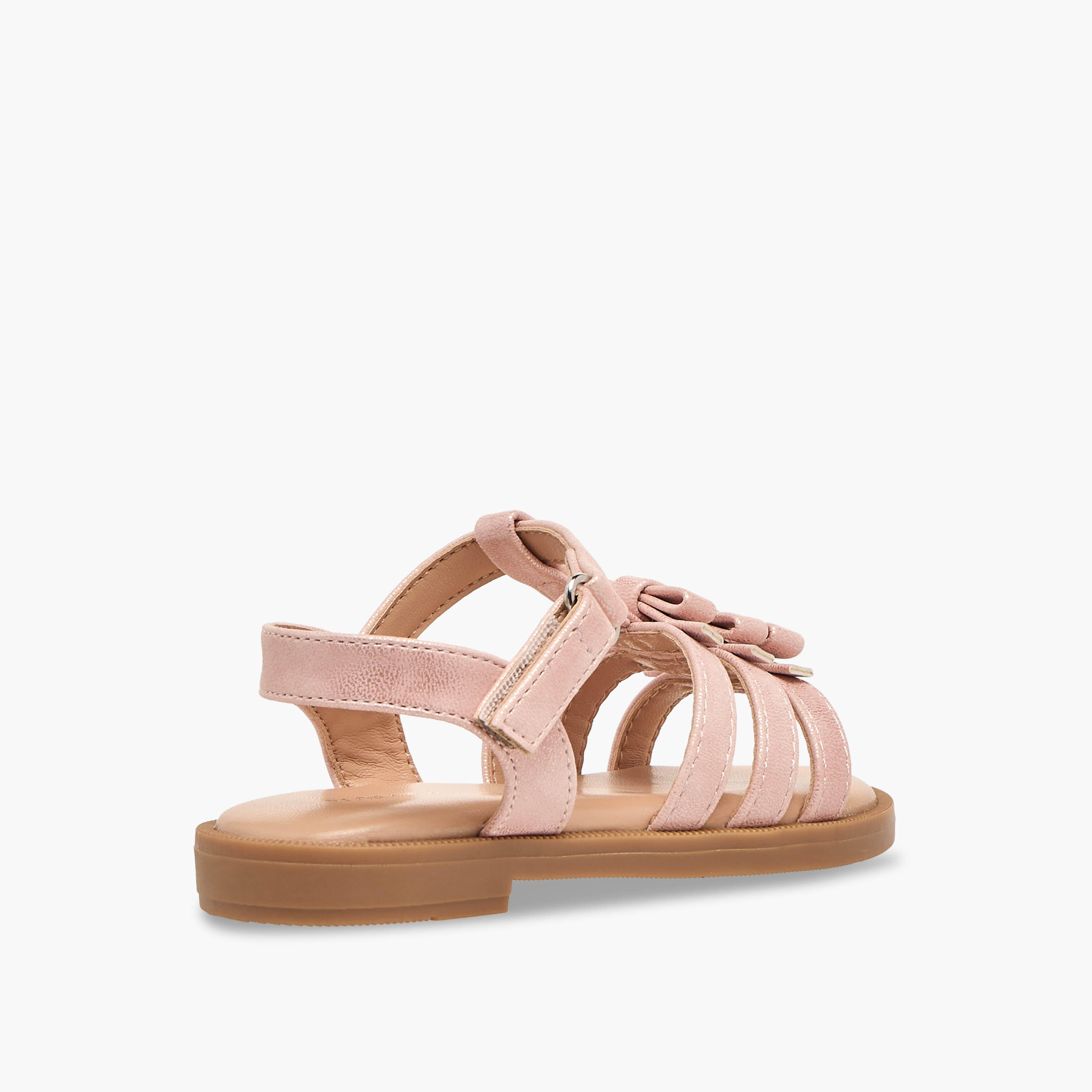 صندل بناتي مزين بفيونكة أنيقة وشريط إغلاق لاصق من فلورا بيلا-girls-shoes-sandals-image-6