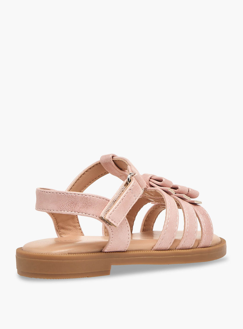 صندل بناتي مزين بفيونكة أنيقة وشريط إغلاق لاصق من فلورا بيلا-girls-shoes-sandals-image-6