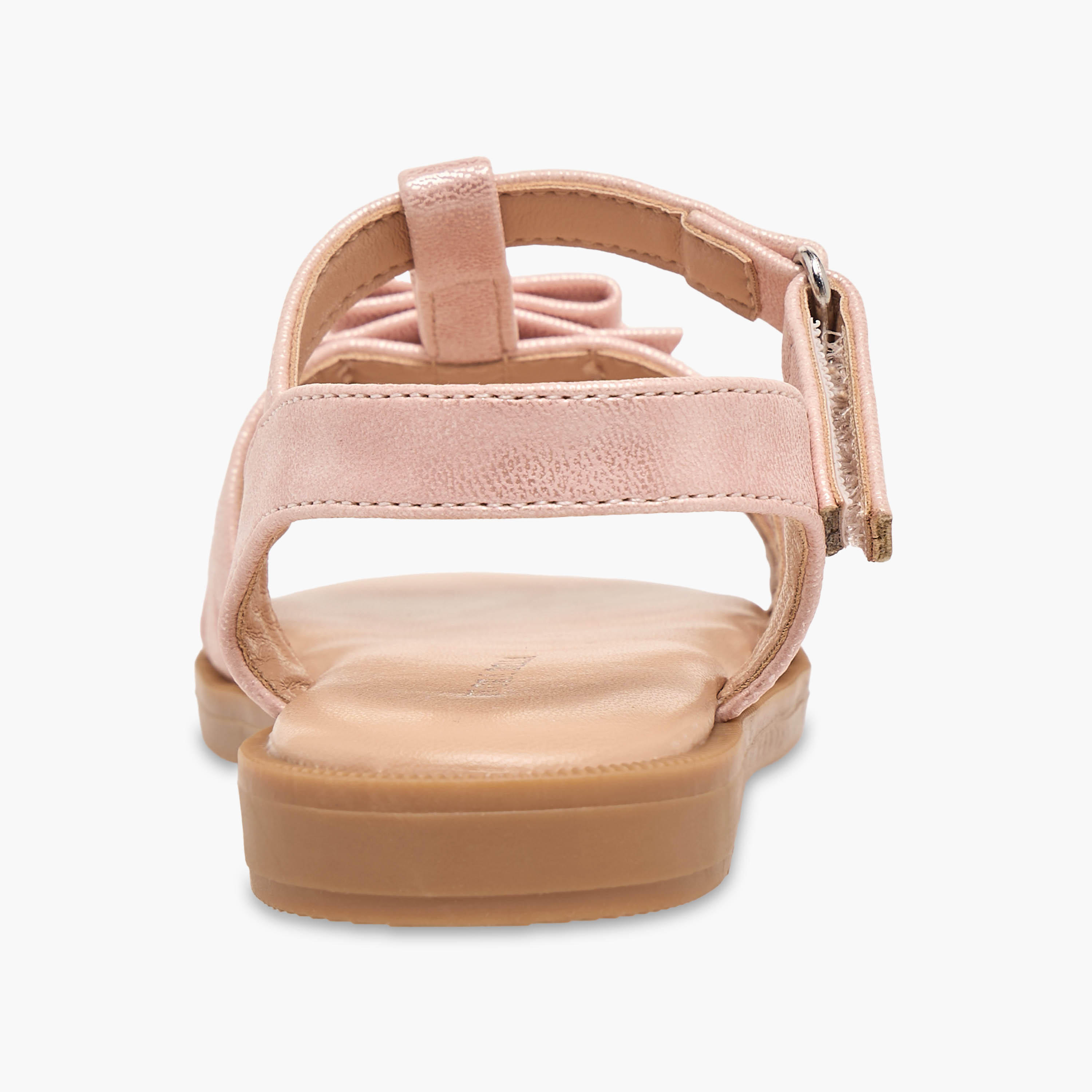 صندل بناتي مزين بفيونكة أنيقة وشريط إغلاق لاصق من فلورا بيلا-girls-shoes-sandals-image-8