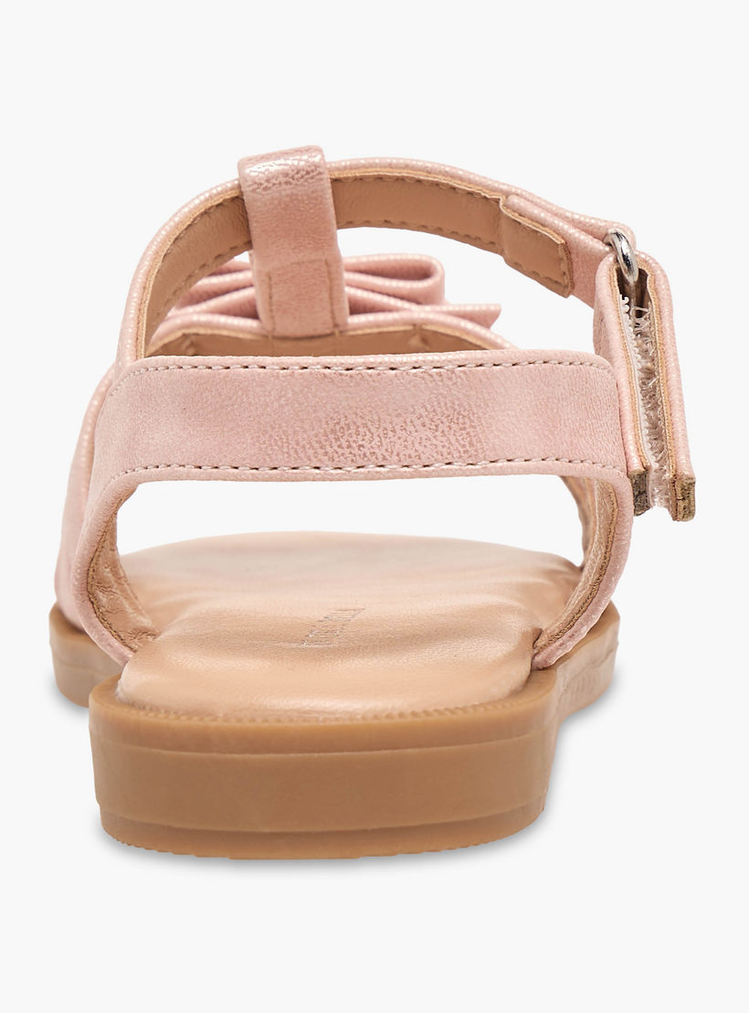 صندل بناتي مزين بفيونكة أنيقة وشريط إغلاق لاصق من فلورا بيلا-girls-shoes-sandals-image-8