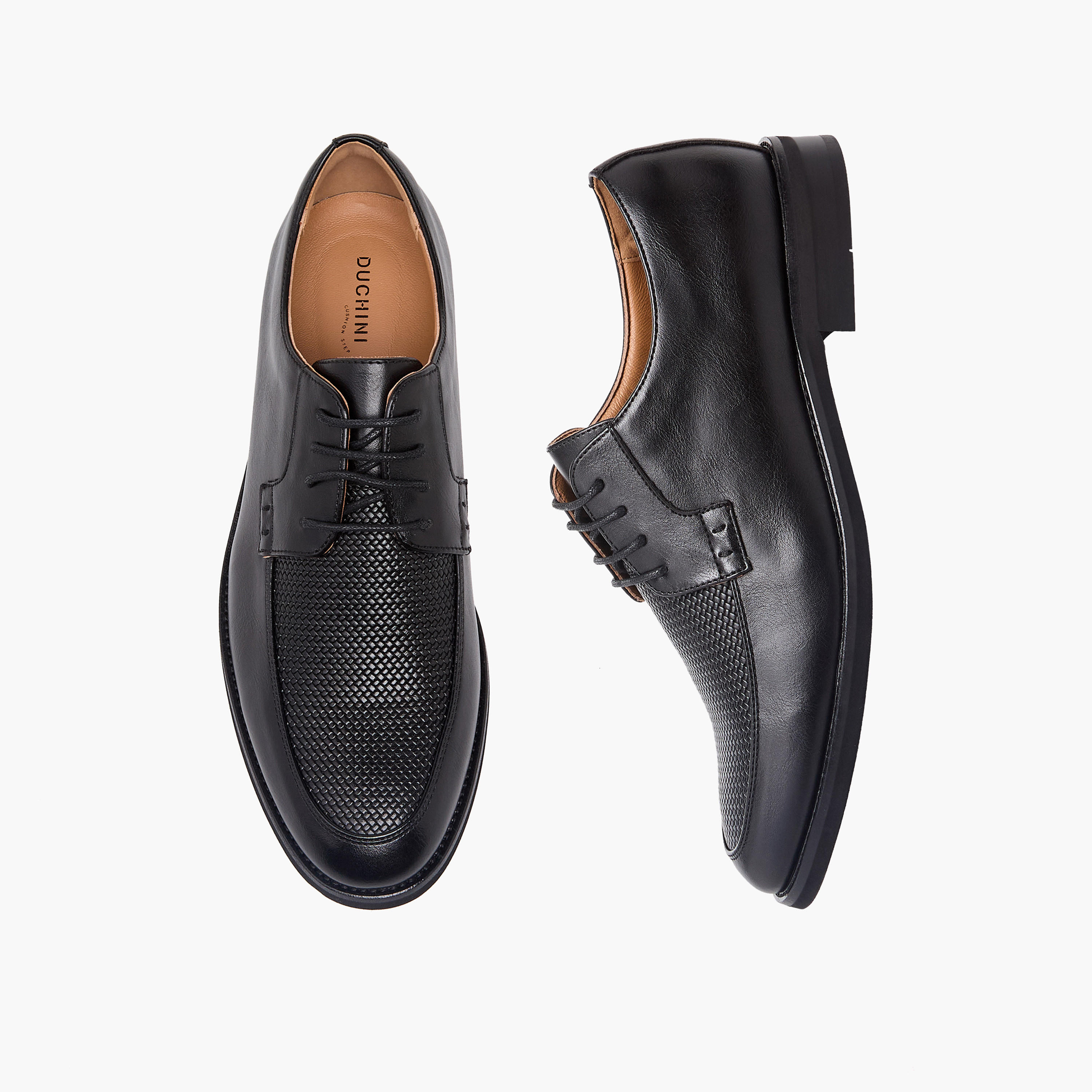 Duchini Men Textured Lace-Up Derby Shoes-men-shoes-formalshoes-image-1