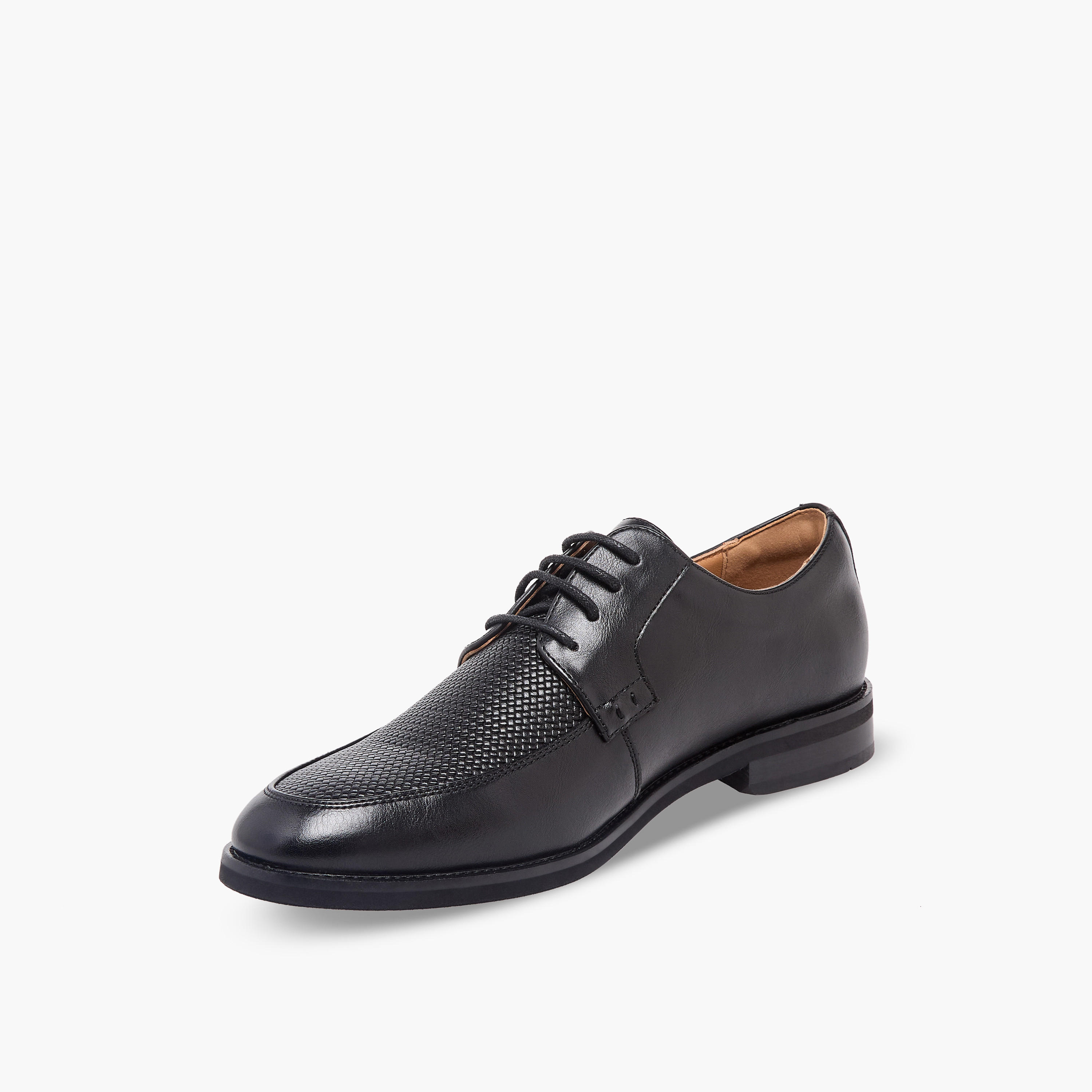 Duchini Men Textured Lace-Up Derby Shoes-men-shoes-formalshoes-image-4