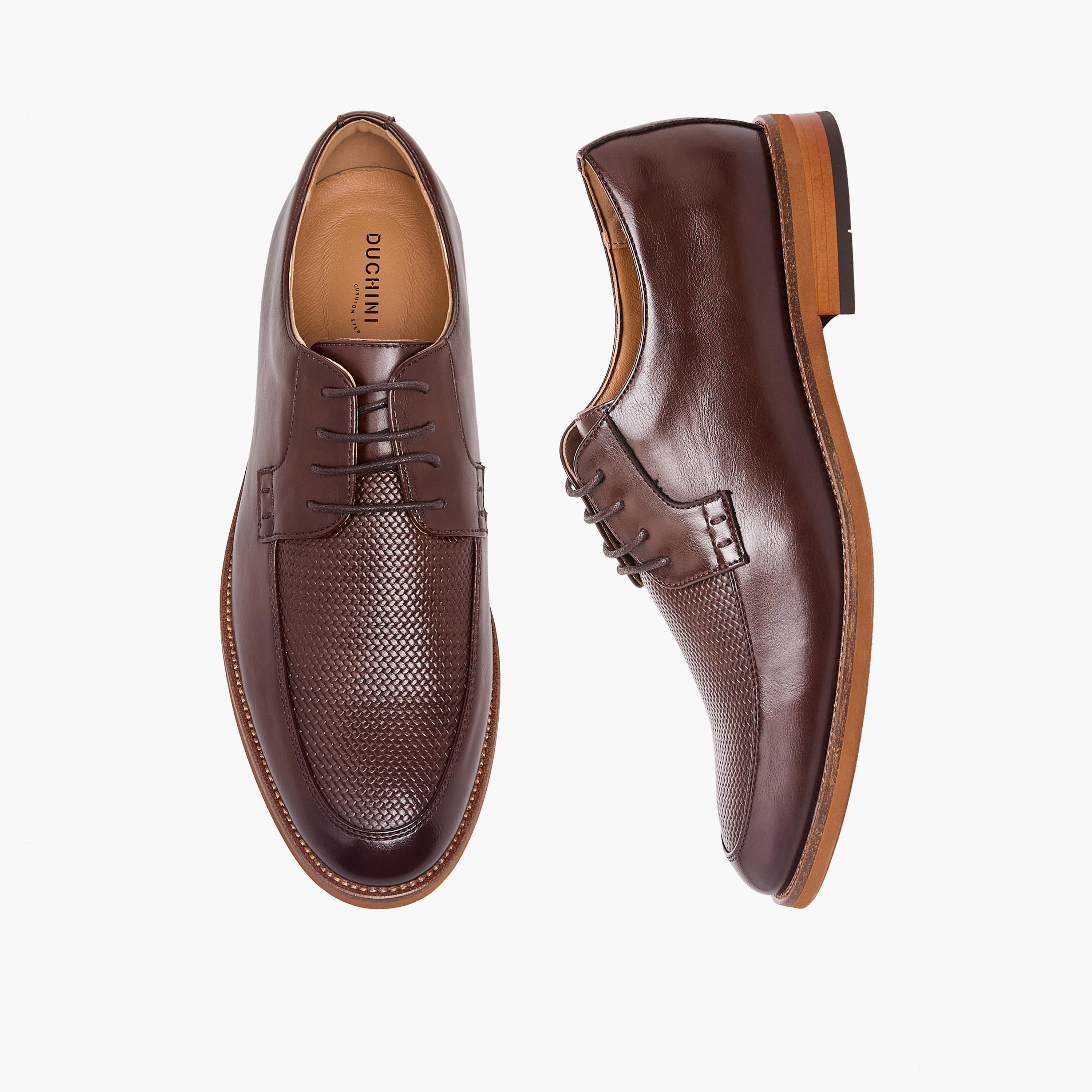 Duchini Men Textured Lace-Up Derby Shoes-men-shoes-formalshoes-image-1