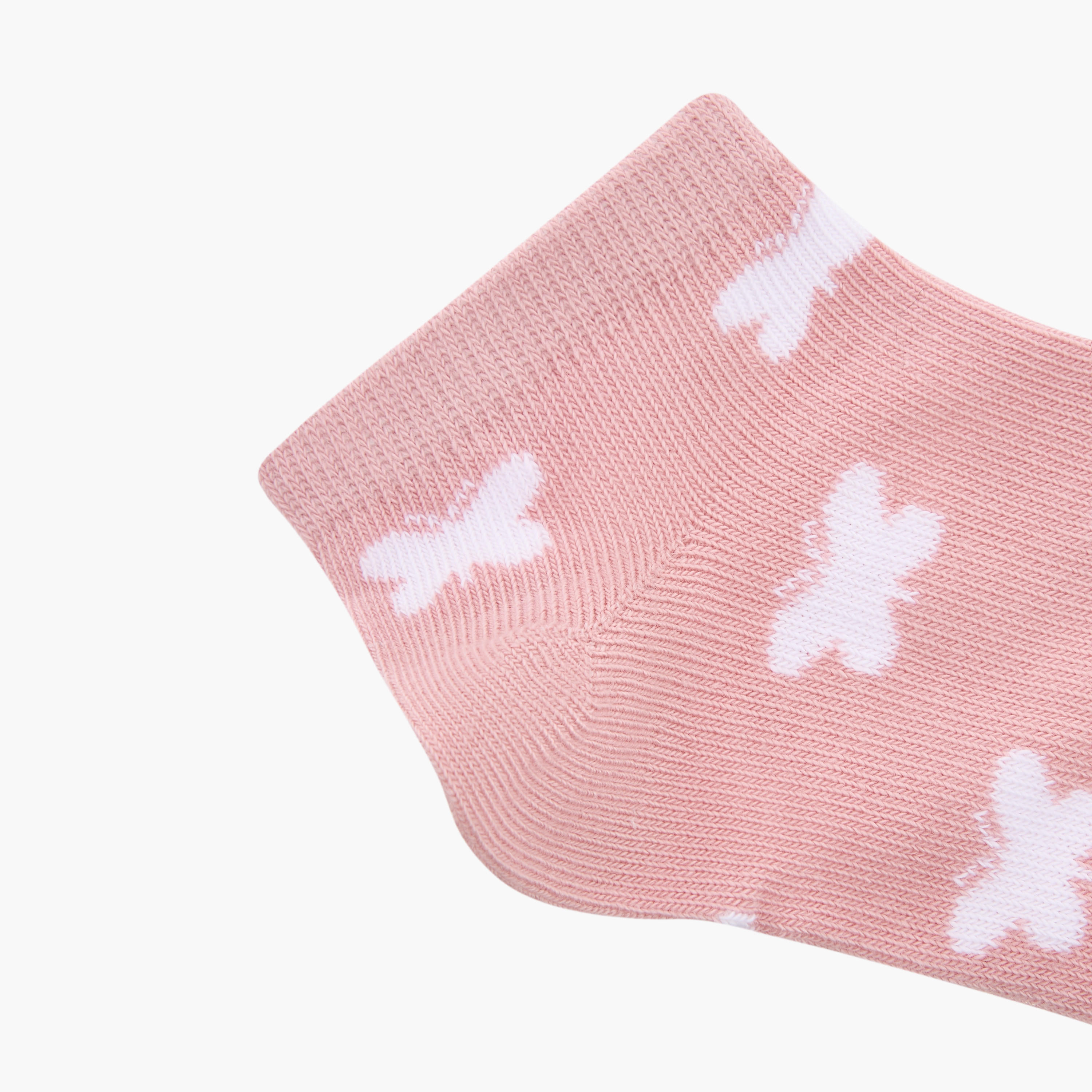 Little Missy Textured Ankle Length Socks - Set of 5-girls-accessories-socks-image-2