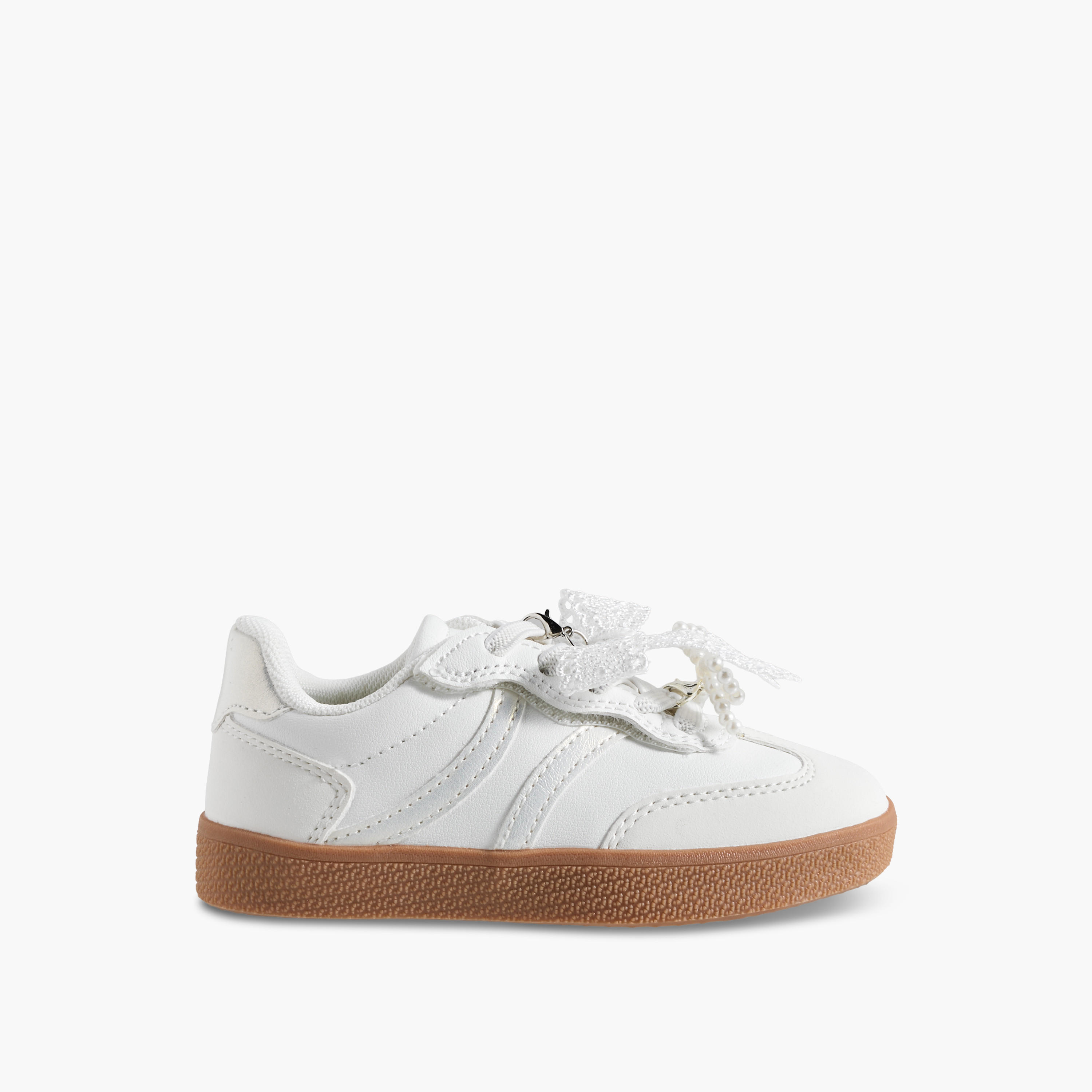 Juniors Girls Bow Embellished Lace-Up Sneakers-girls-shoes-sneakers-image-3