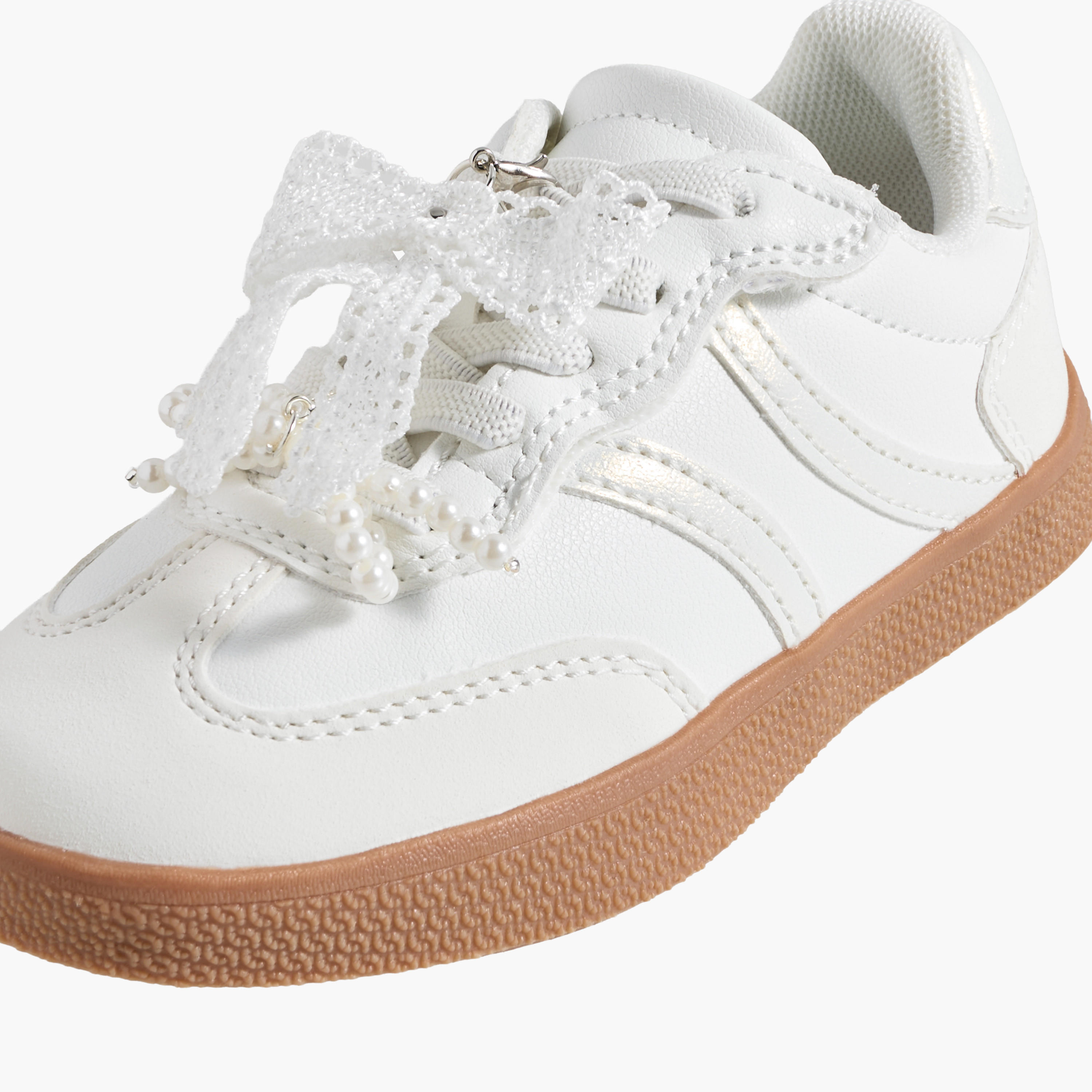 Juniors Girls Bow Embellished Lace-Up Sneakers-girls-shoes-sneakers-image-5