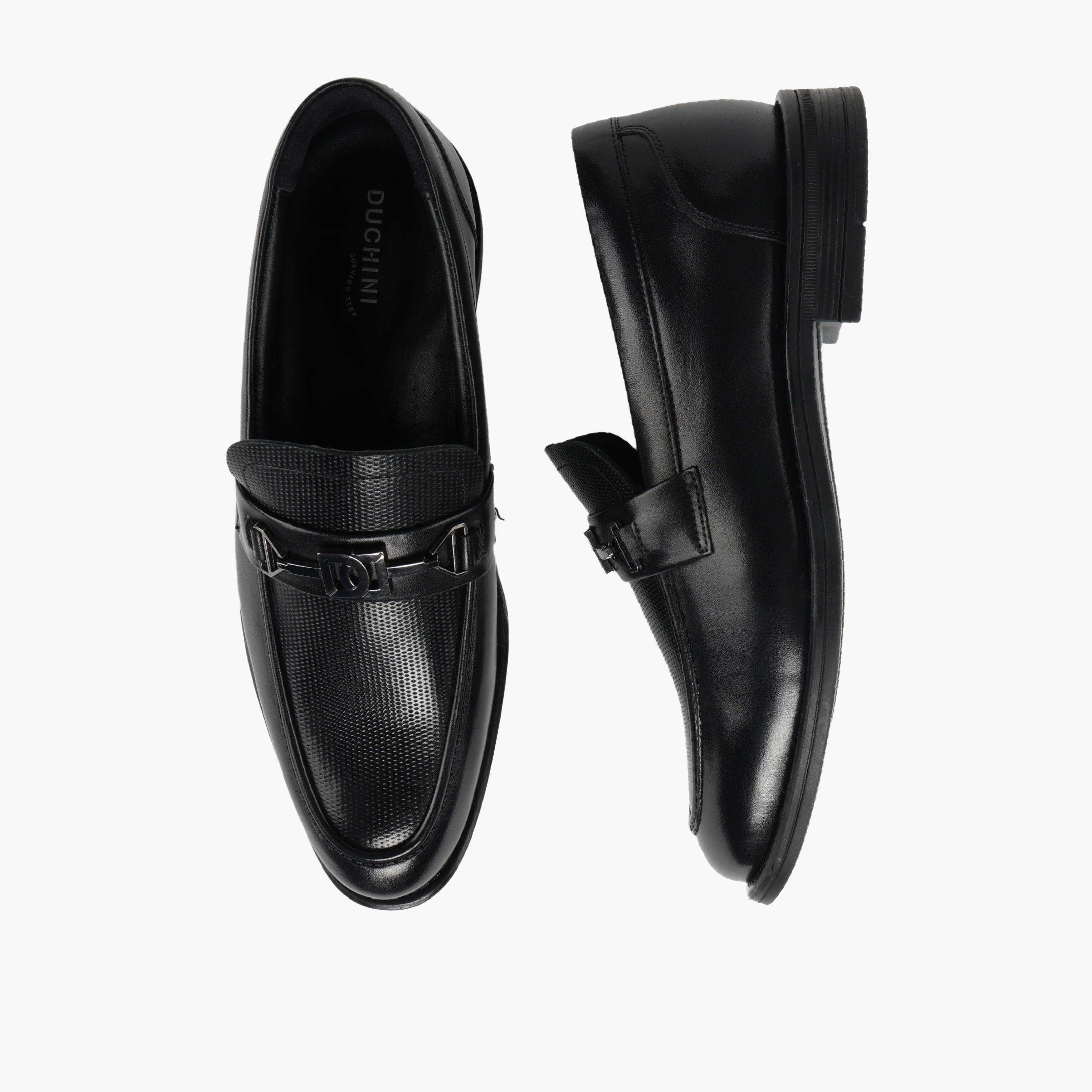 Duchini Men Metallic Accent Leather Loafers-men-shoes-formalshoes-image-1