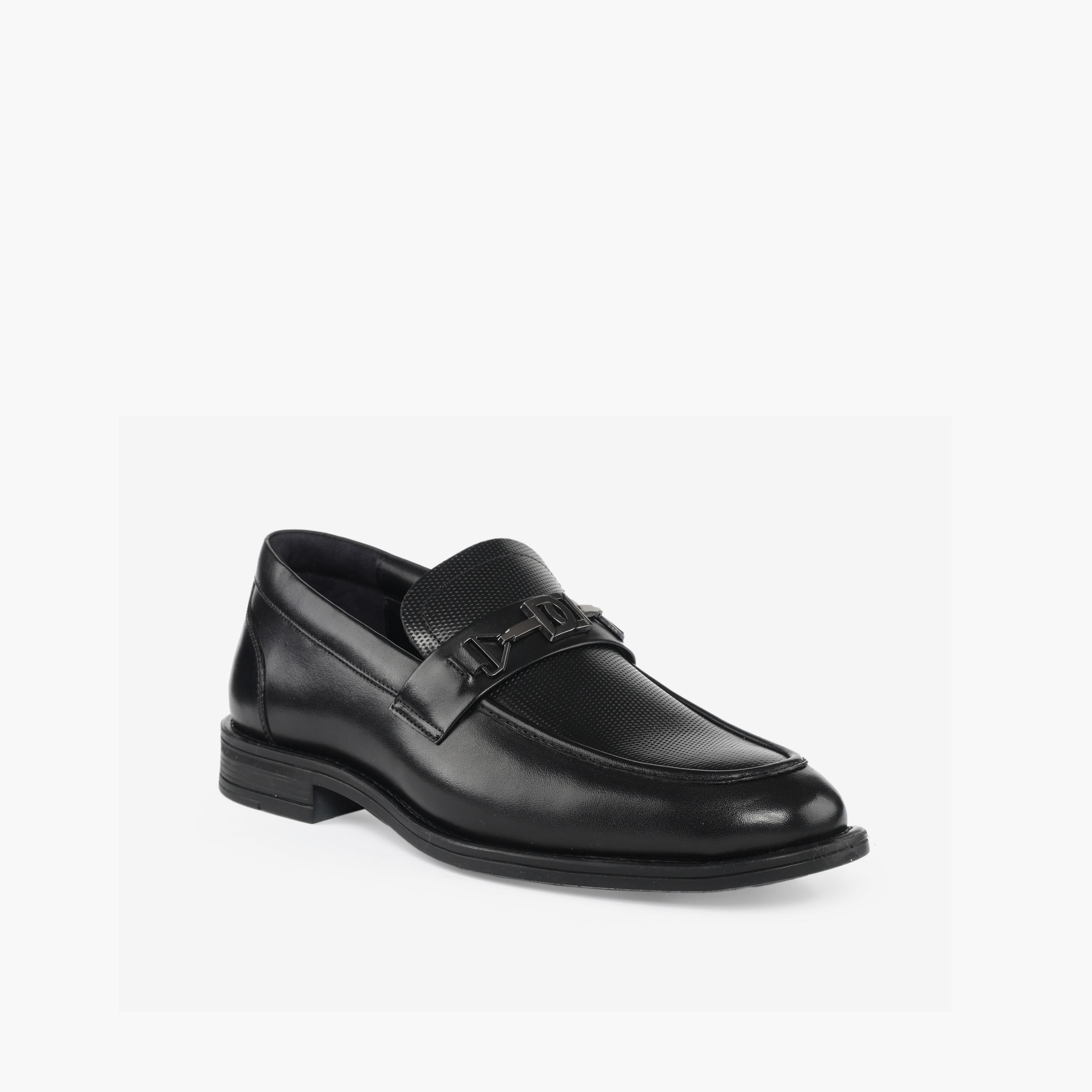 Duchini Men Metallic Accent Leather Loafers-men-shoes-formalshoes-image-3