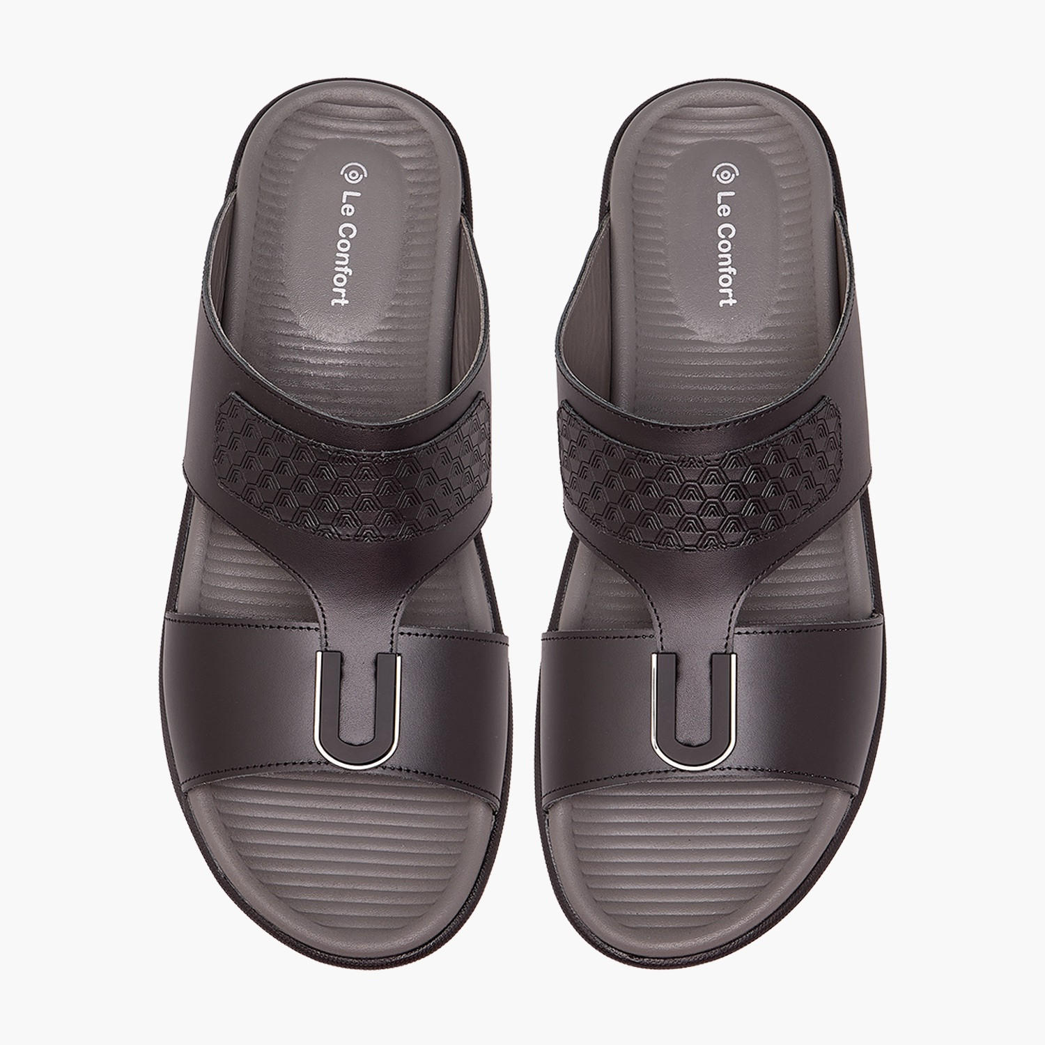 Le Confort Men Textured Leather Arabic Sandals-men-shoes-sandals-image-1