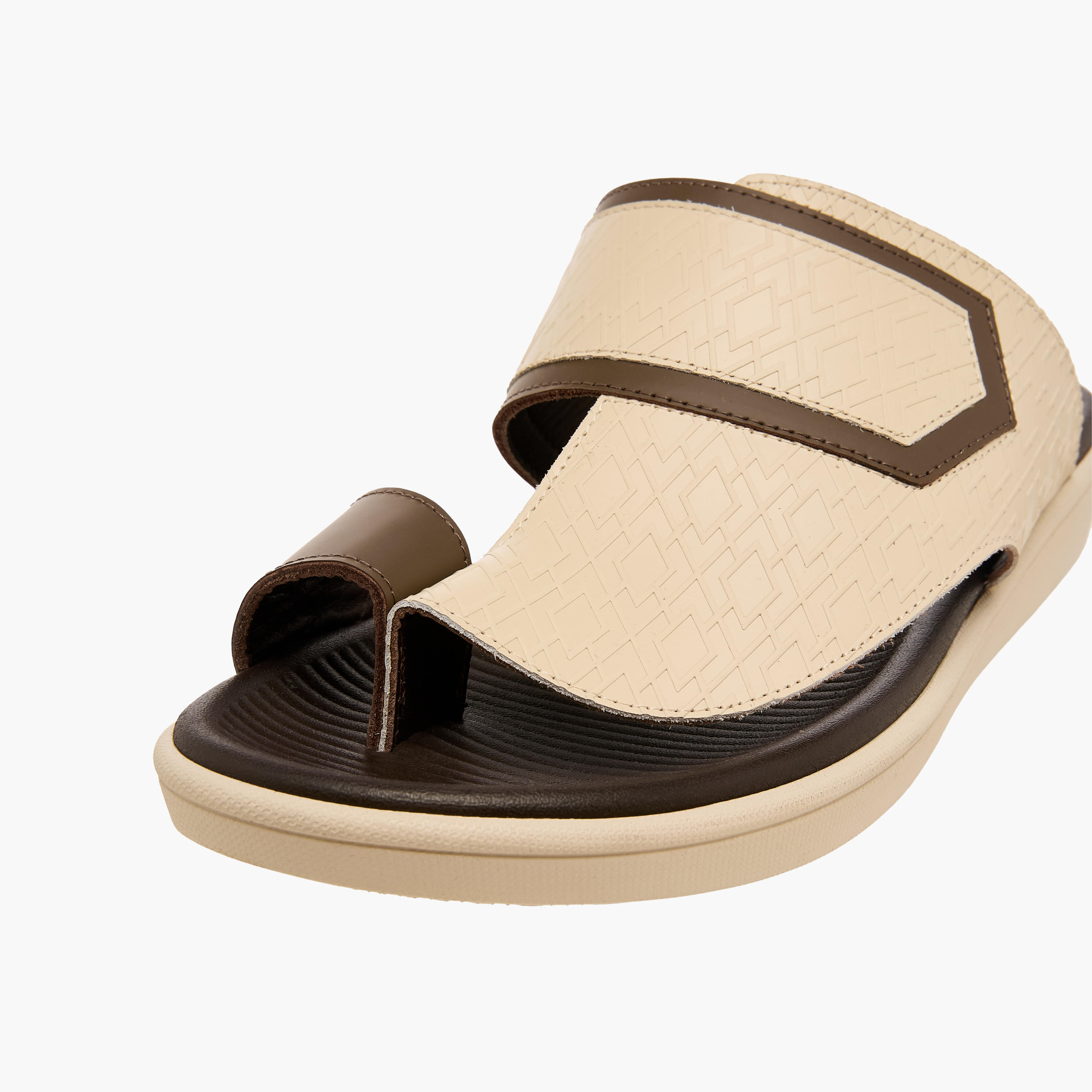 Al Waha Men Toe Loop Detail Leather Arabic Sandals-men-shoes-sandals-image-4