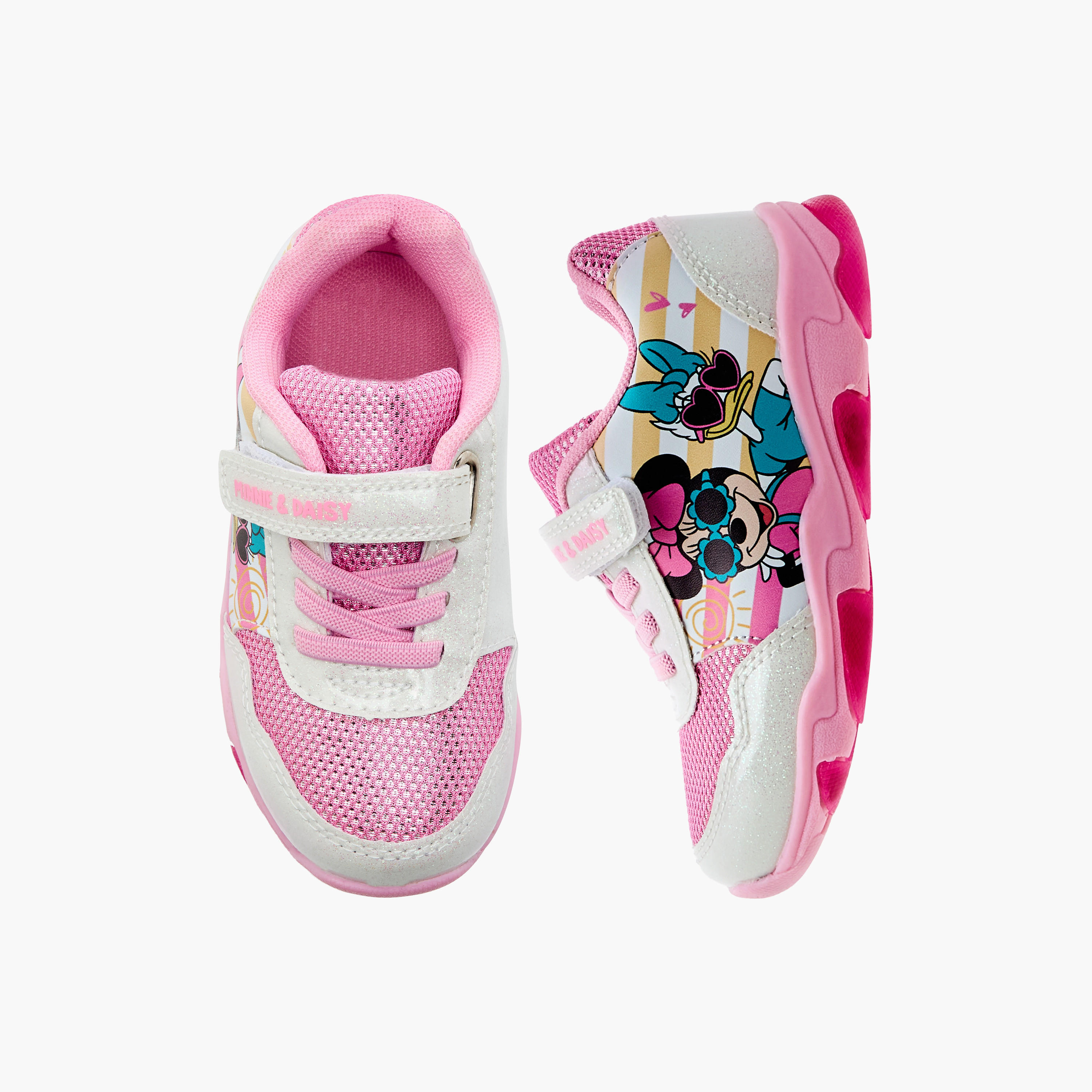 Disney Minnie and Daisy Printed Light-Up Sneakers with Hook and Loop Closure-girls-shoes-sneakers-image-1