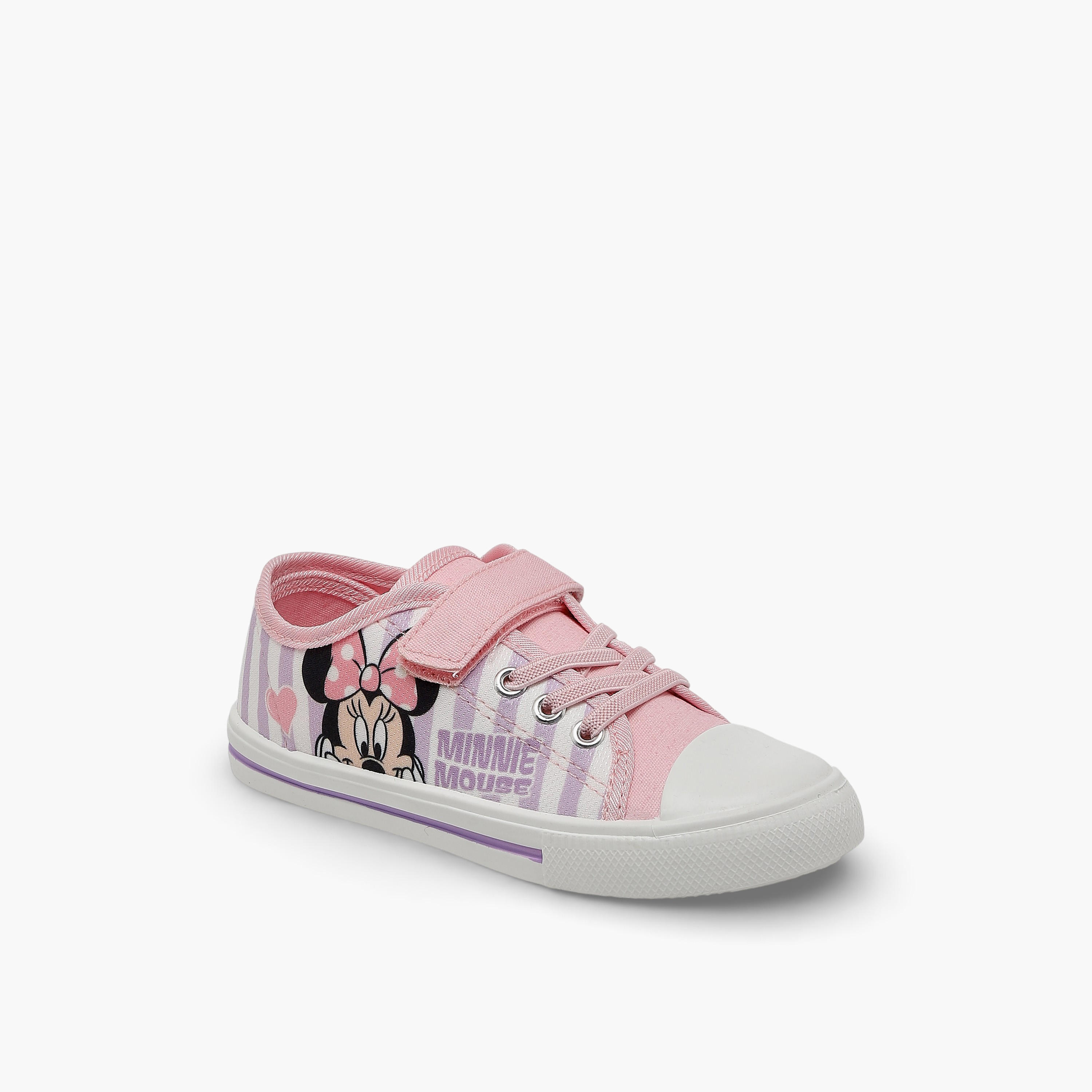 Girls Minnie Mouse Print Hook & Loop Ankle Sneakers-girls-shoes-sneakers-image-2