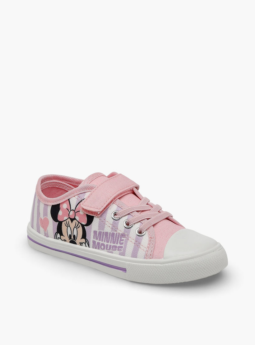 Girls Minnie Mouse Print Hook & Loop Ankle Sneakers-girls-shoes-sneakers-image-2