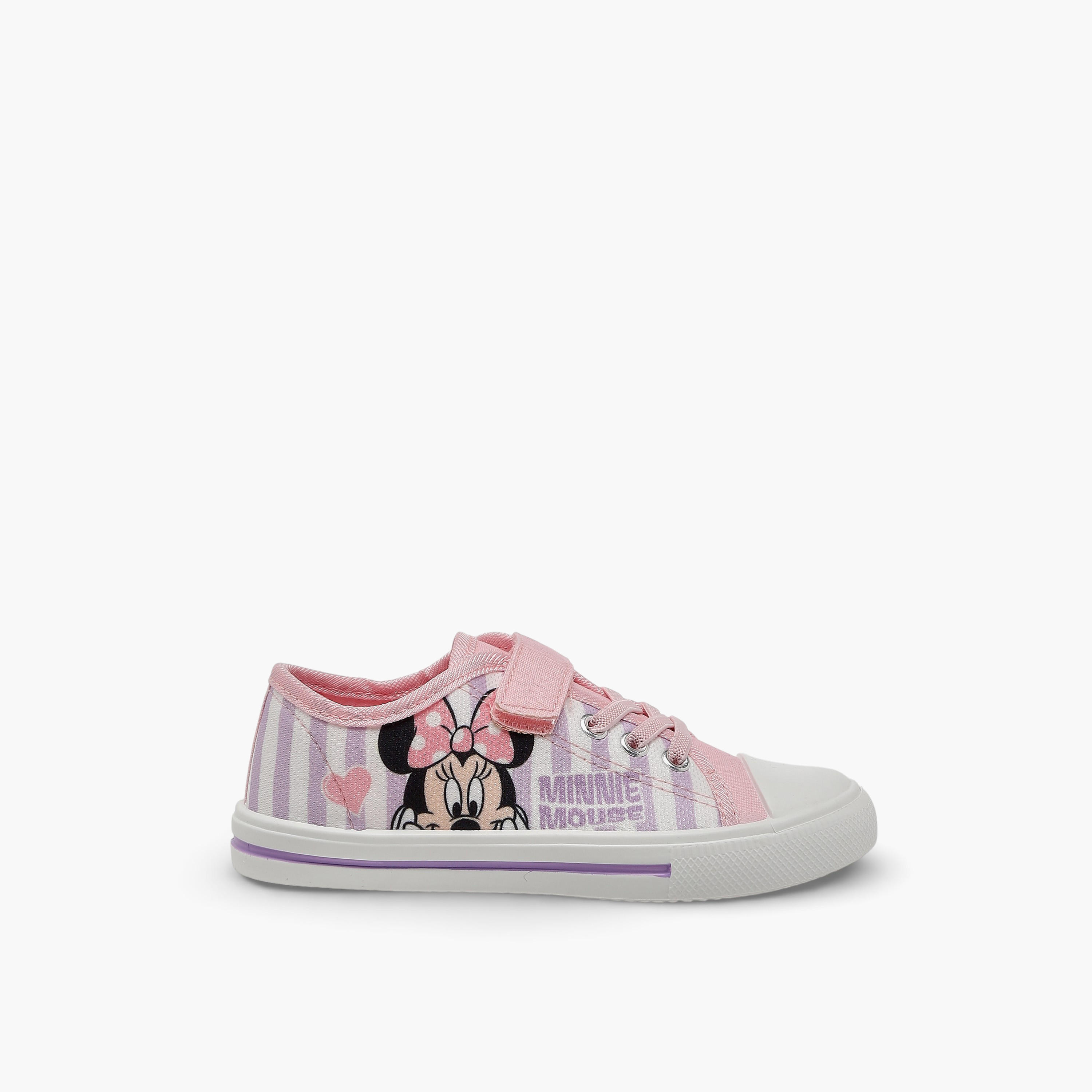 Girls Minnie Mouse Print Hook & Loop Ankle Sneakers-girls-shoes-sneakers-image-3