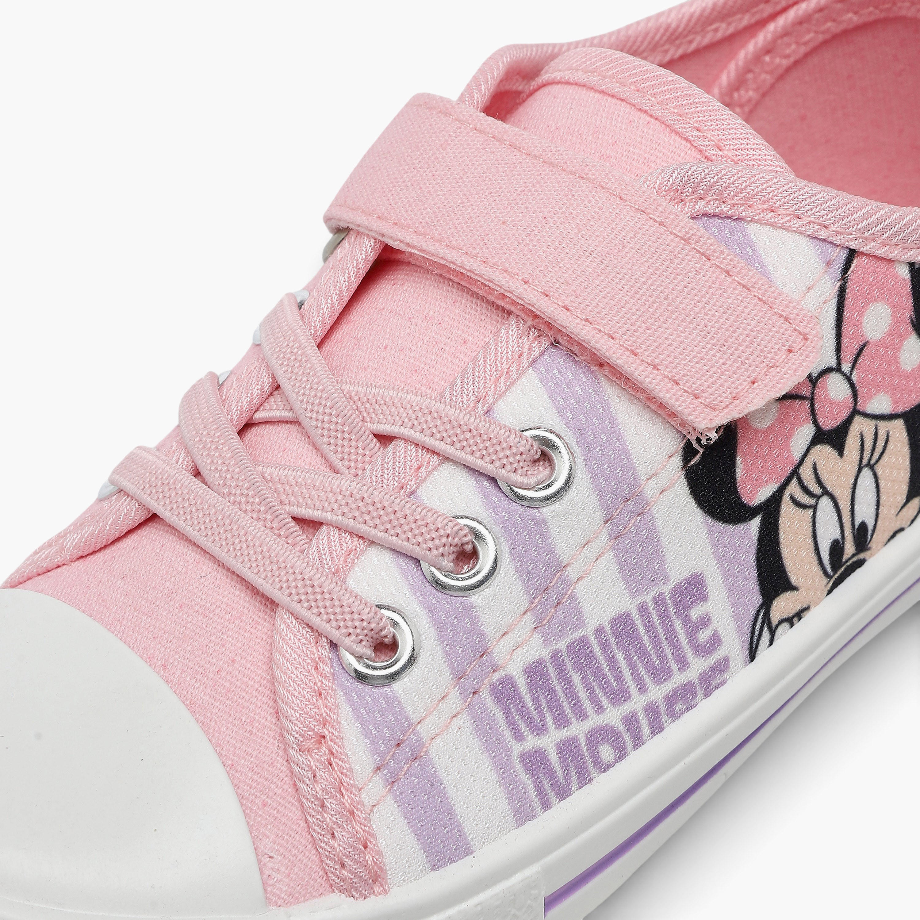 Girls Minnie Mouse Print Hook & Loop Ankle Sneakers-girls-shoes-sneakers-image-4