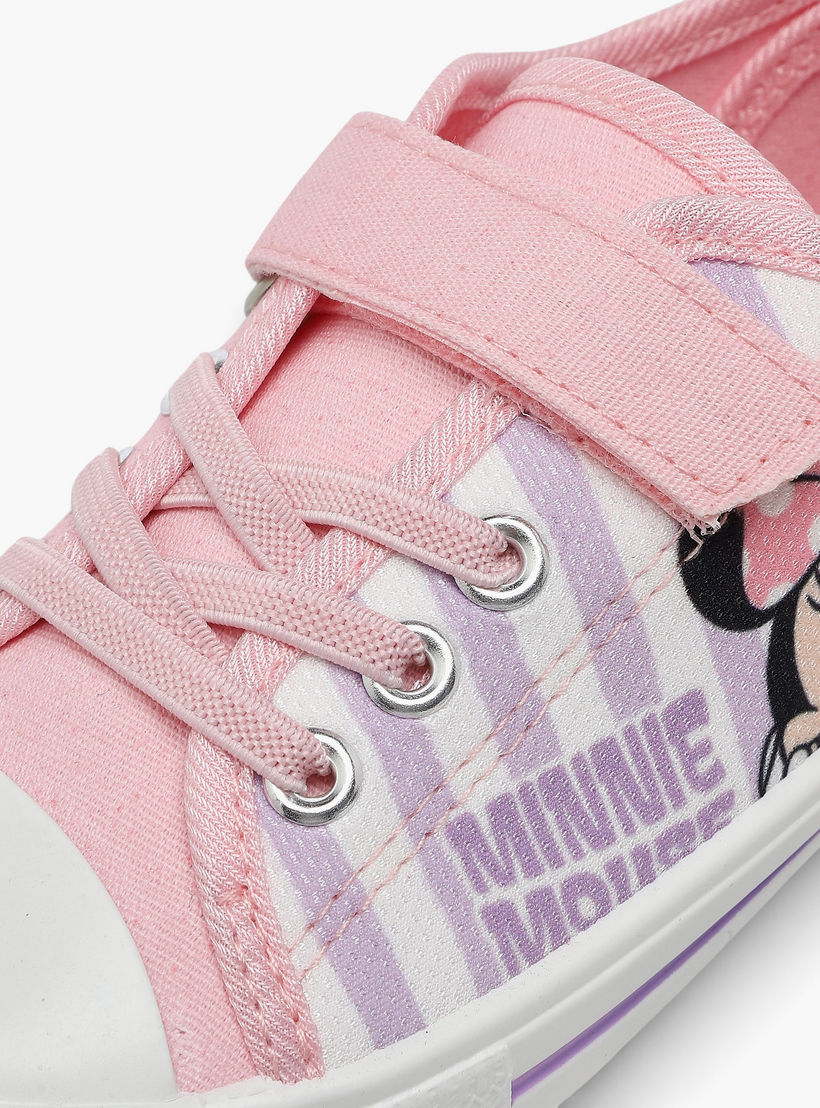 Girls Minnie Mouse Print Hook & Loop Ankle Sneakers-girls-shoes-sneakers-image-4