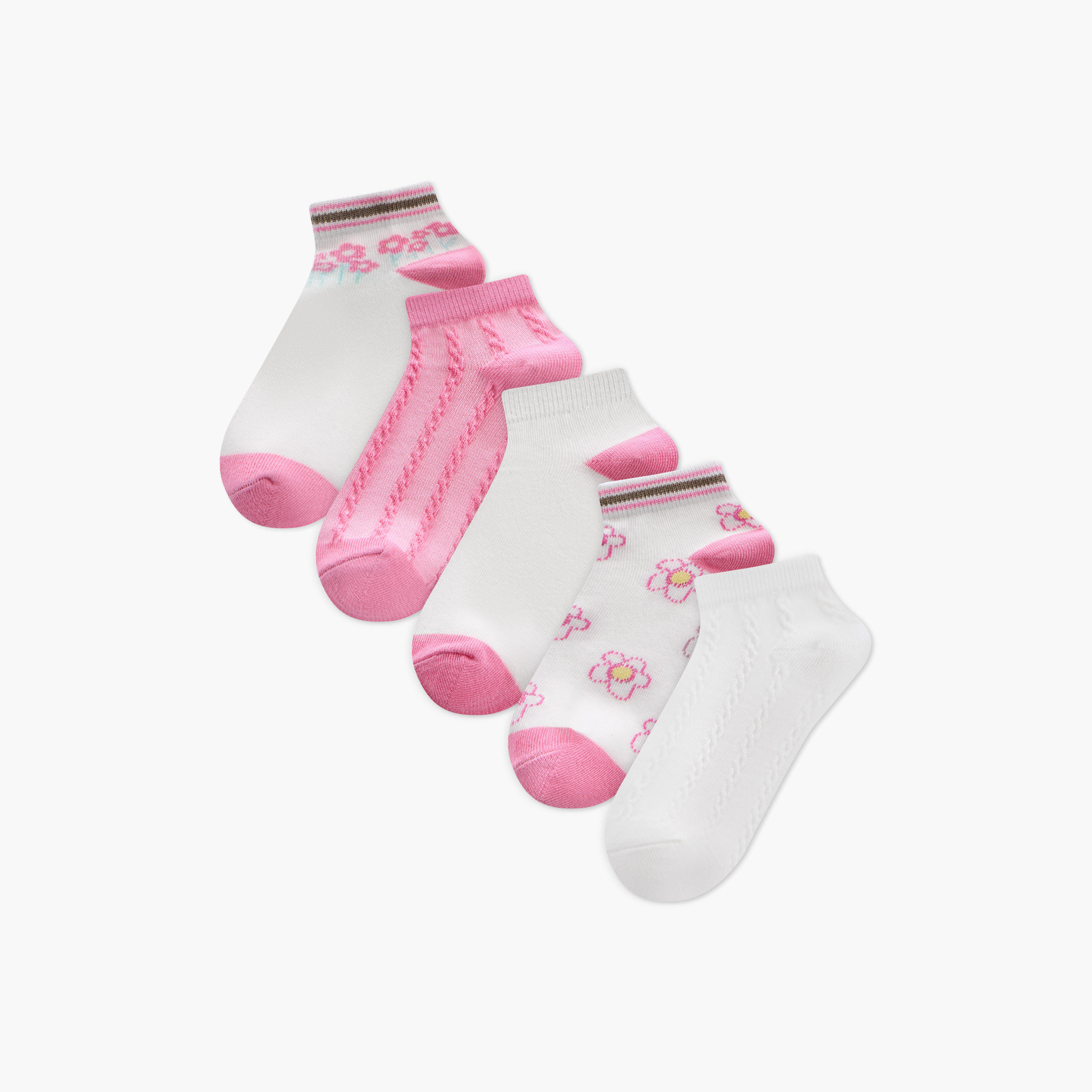 Little Missy Girls Ankle Length Socks - Set of 5-girls-accessories-socks-image-1