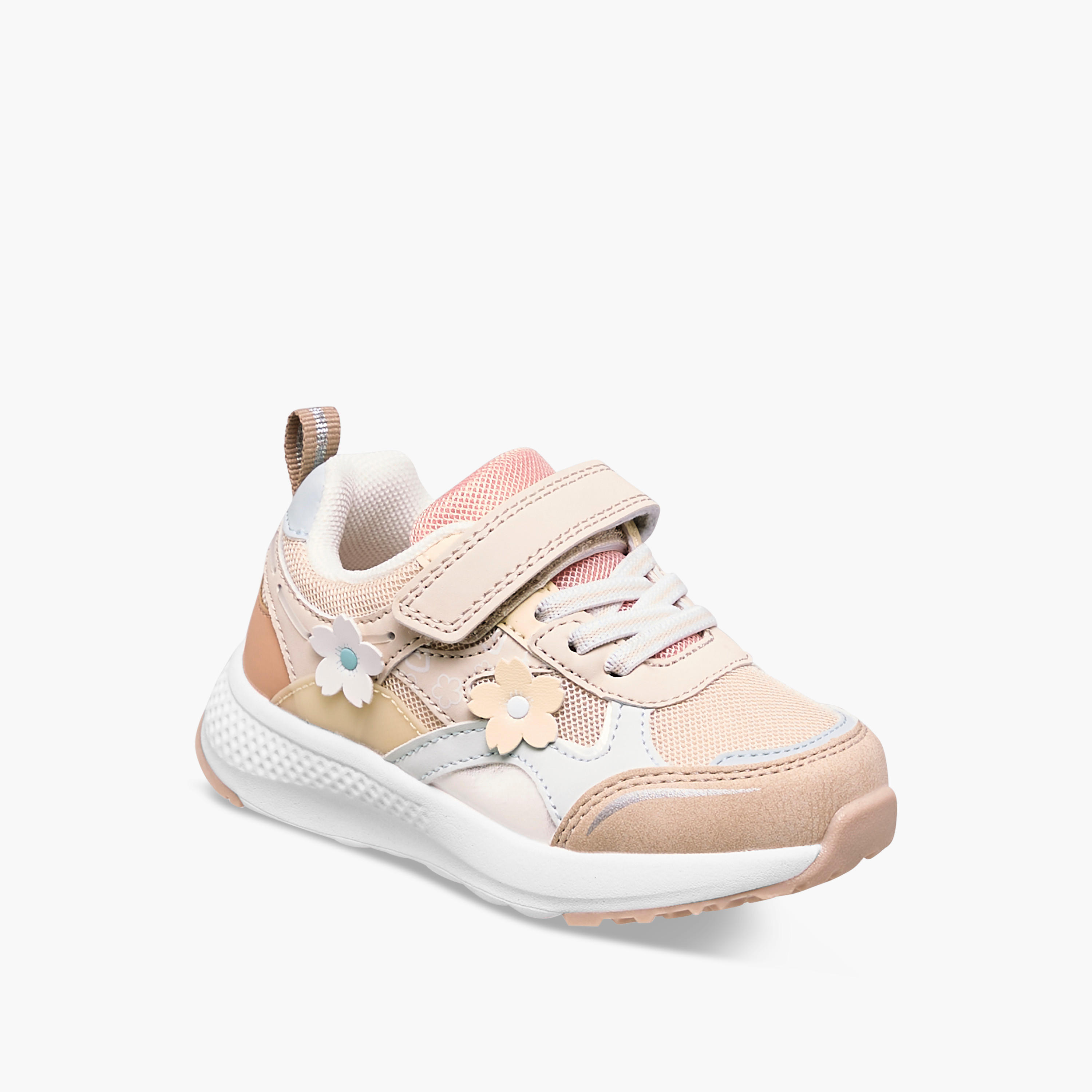 Juniors Floral Accent Sneakers with Hook and Loop Closure-girls-shoes-sneakers-image-2